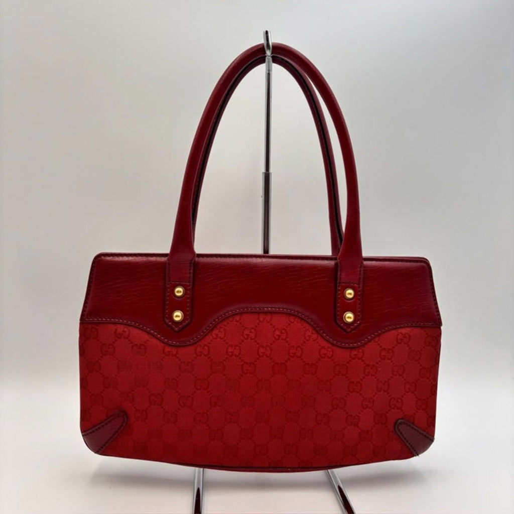 Gucci Red GG Canvas Horsebit Shoulder Bag
