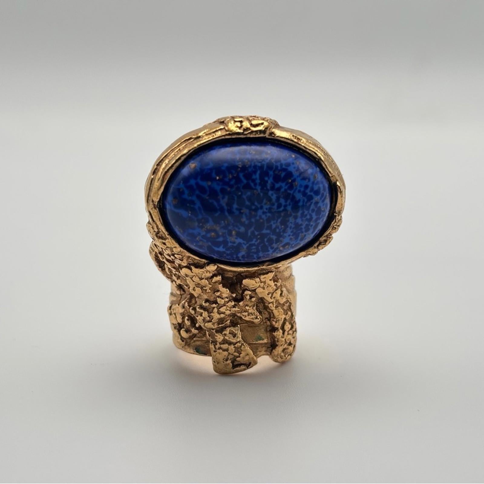 YVES SAINT LAURENT VINTAGE GOLD-PLATED SCULPTURAL STATEMENT RING
