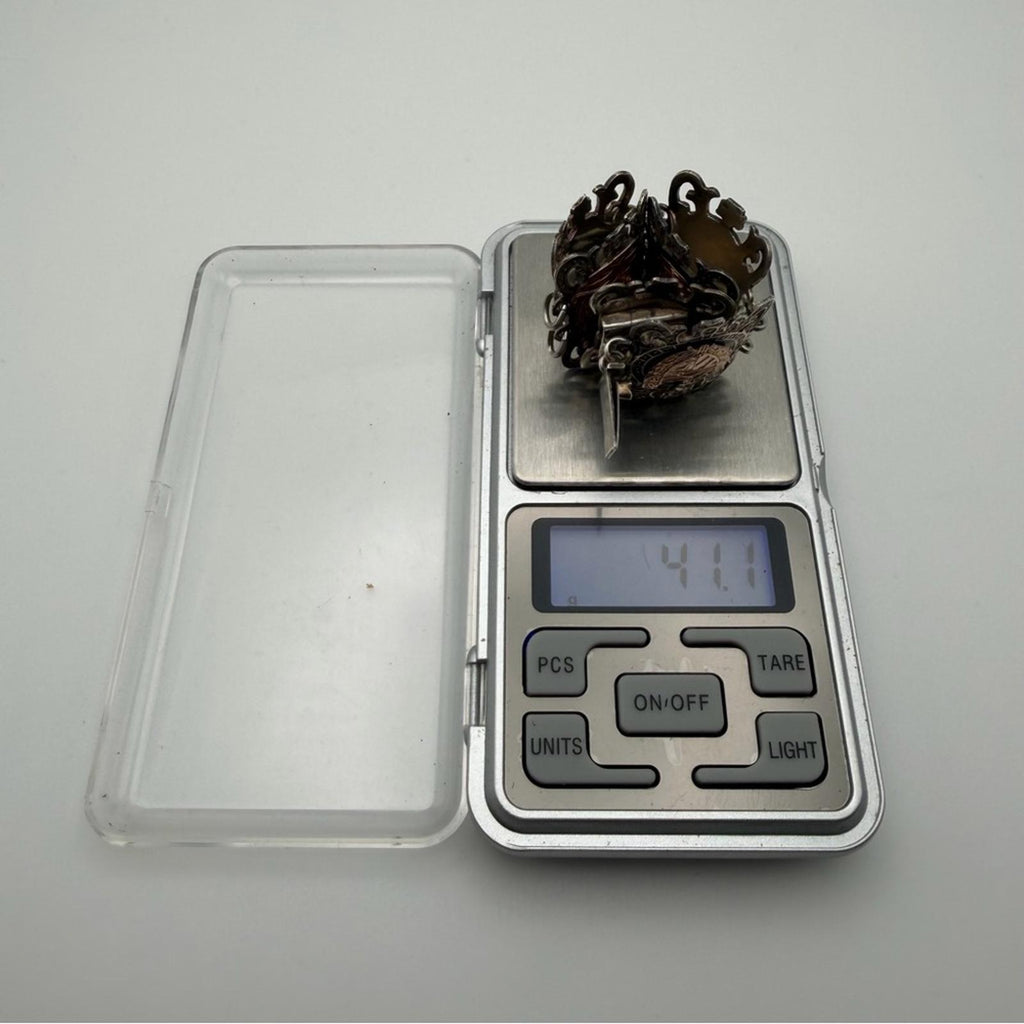 Vintage Mexican Taxco Sterling Silver & Copper Panel Bracelet