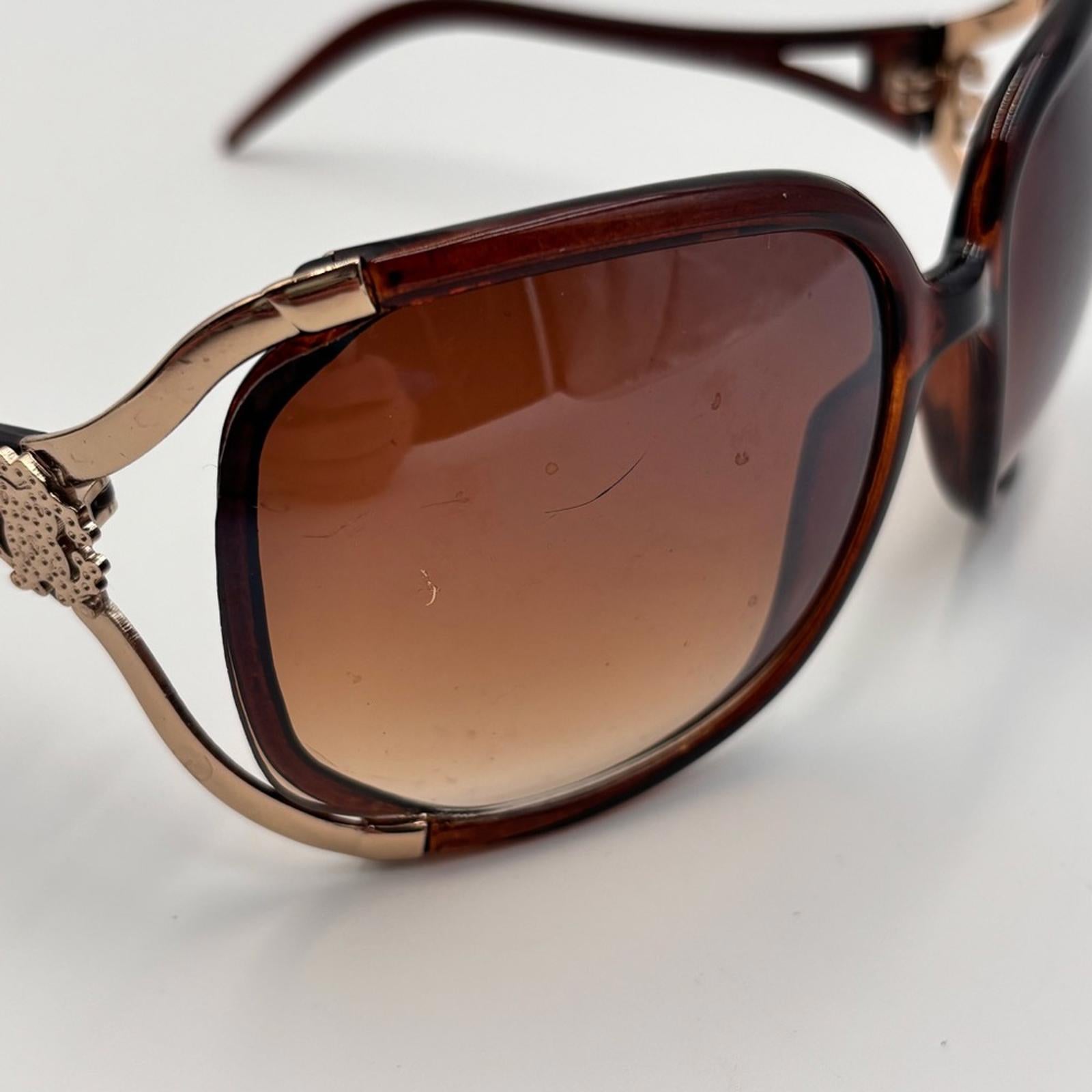 Roberto Cavalli Vintage Oversized Brown Gradient Sunglasses Gold Detail