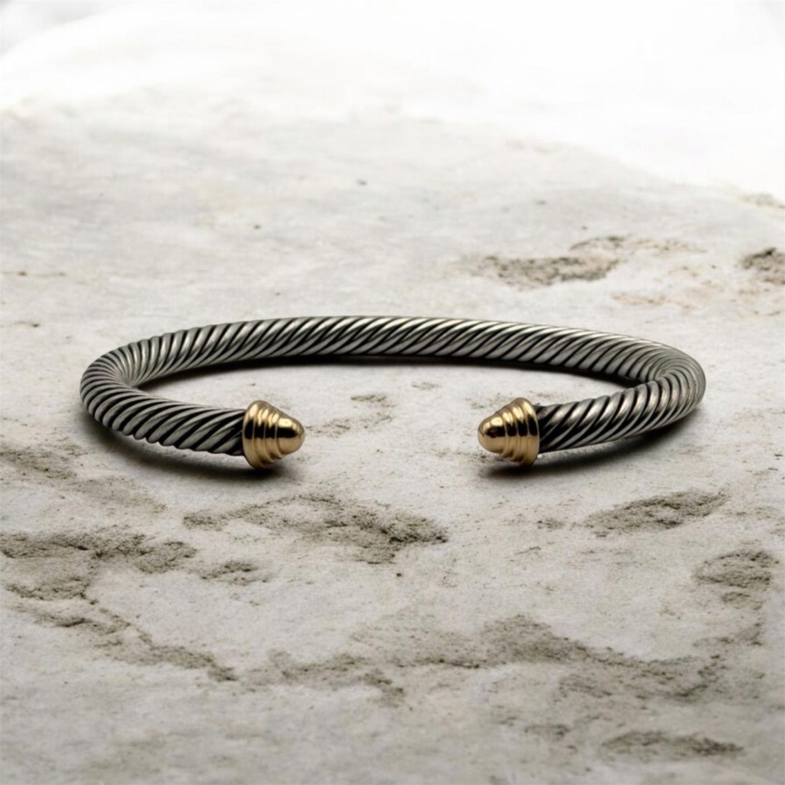 DAVID YURMAN CLASSIC CABLE BRACELET – STERLING SILVER & 14K GOLD