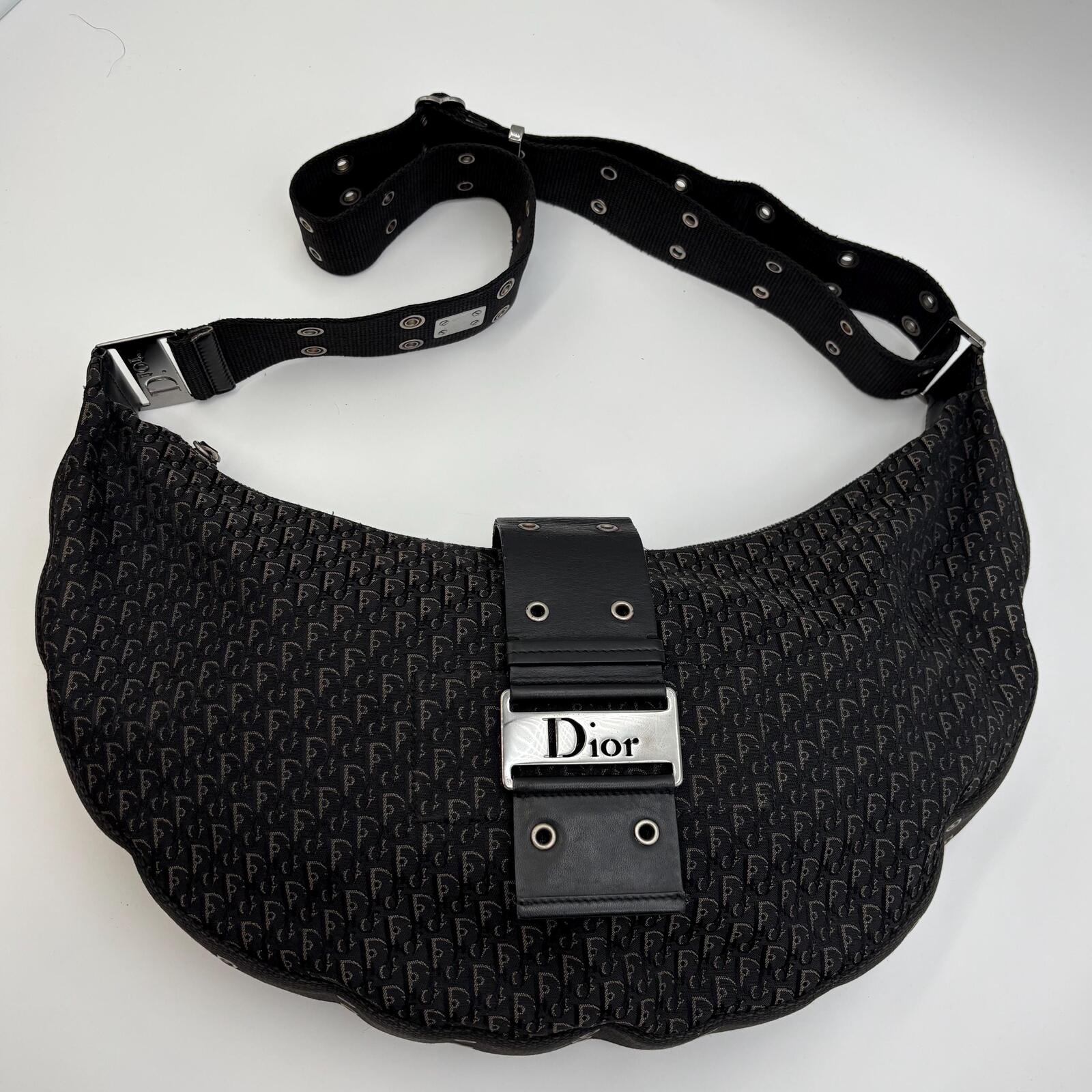 Christian Dior Vintage Black Diorissimo Monogram Saddle Messenger Shoulder Bag