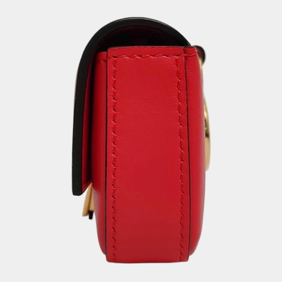 Fendi Baguette Nano Red Leather Shoulder Bag With Gold-Tone Hardware