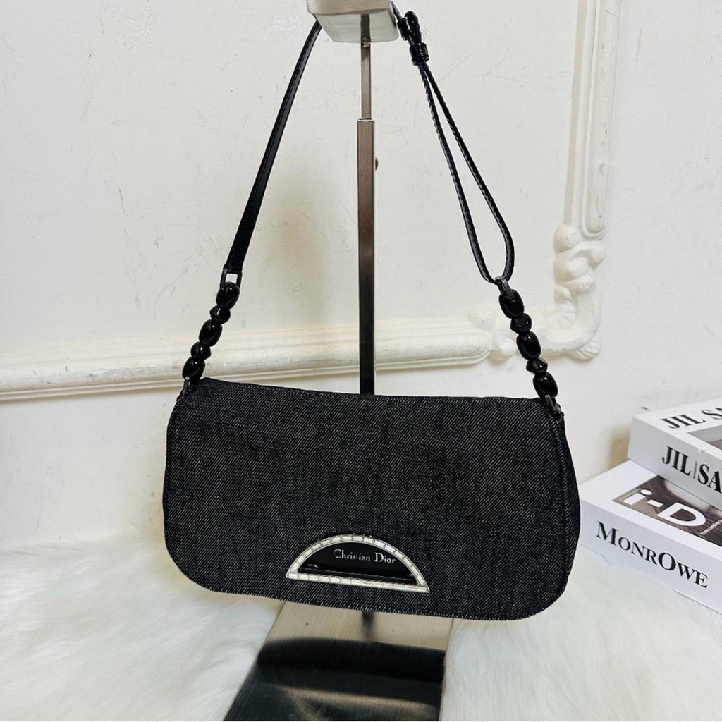 Christian Dior Malice Black Denim Shoulder Bag