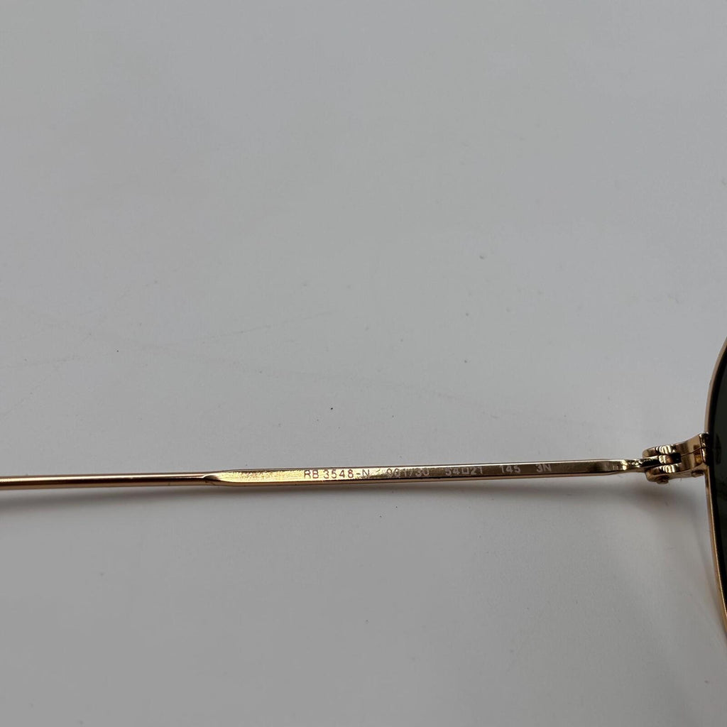 Ray-Ban Hexagonal Flat Lenses RB3548N Gold Blue Mirror Sunglasses