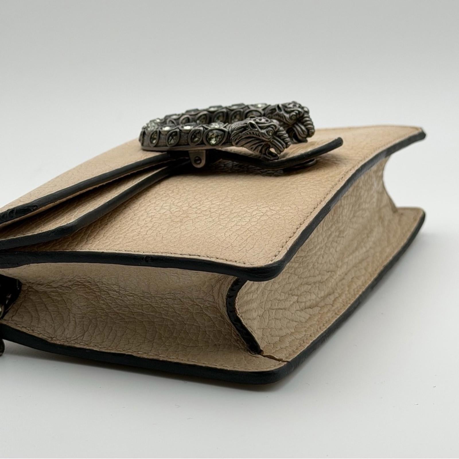 GUCCI DIONYSUS SUPER MINI BAG — CREAM GRAINED LEATHER