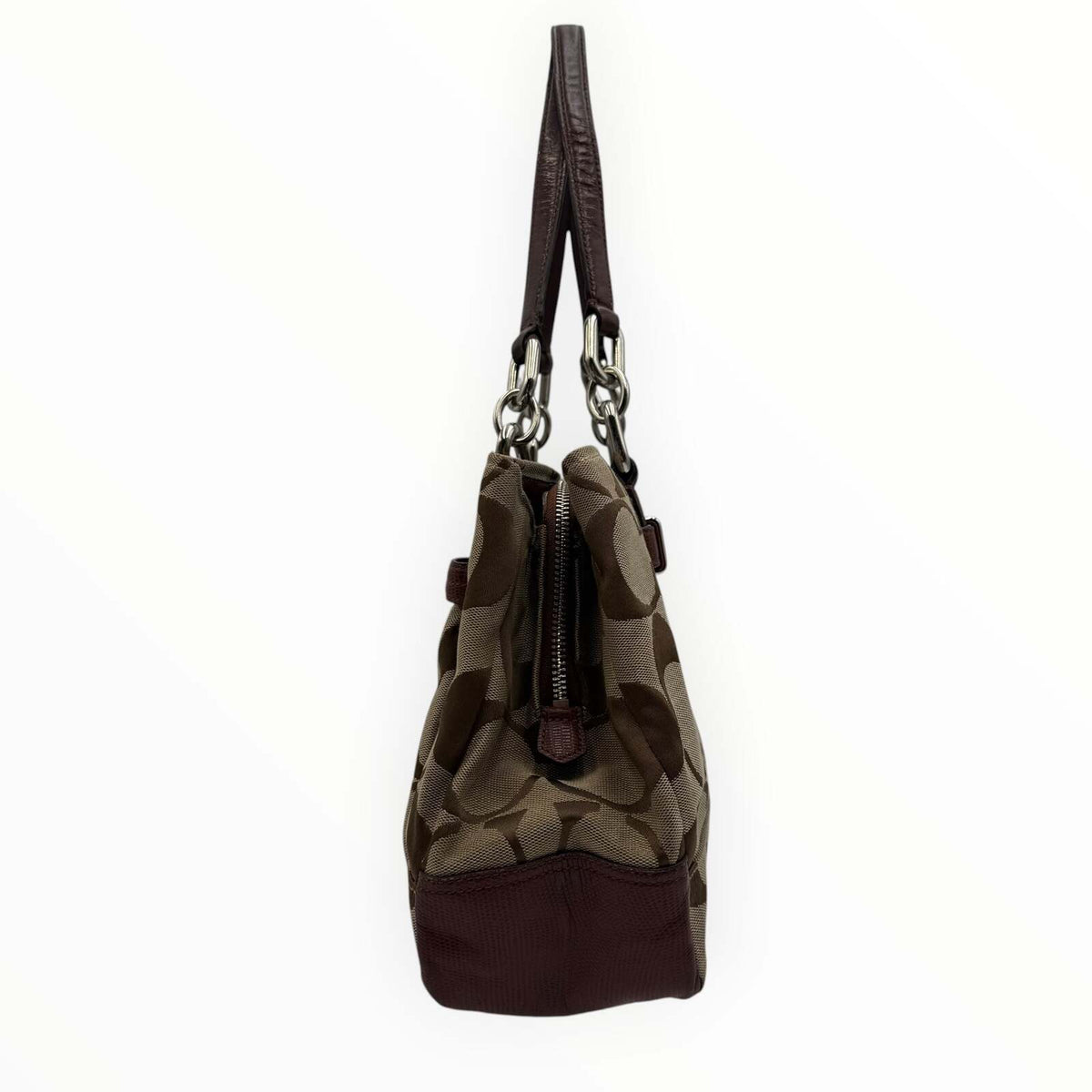 Coach Signature Jacquard Shoulder Tote Bag in Beige & Brown by Coach