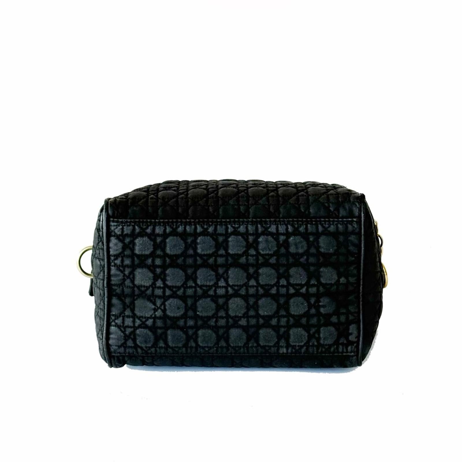 Christian Dior Black Lady Dior Cannage Nylon Quilted Handbag