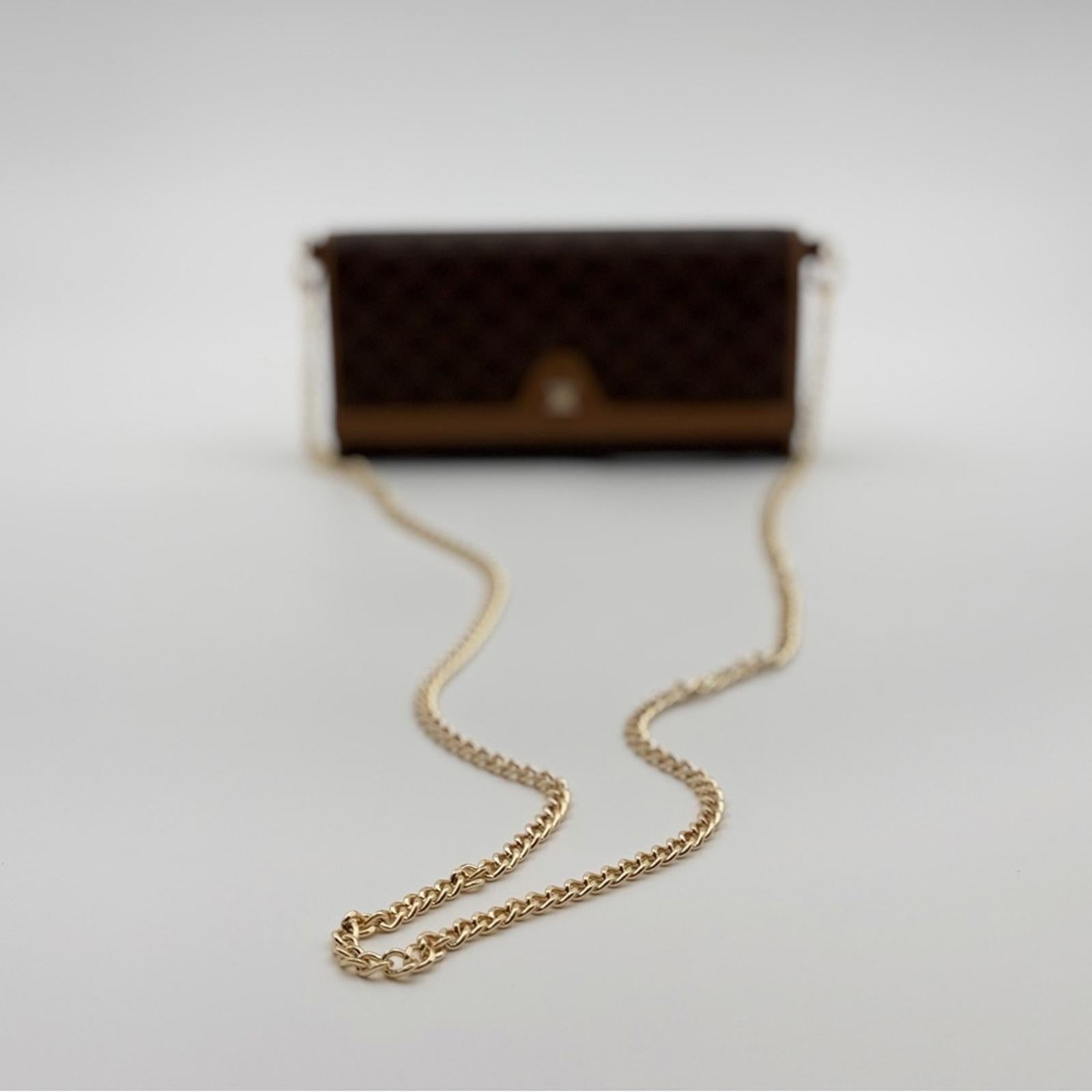 CELINE TRIOMPHE MONOGRAM LONG WALLET WITH CHAIN
