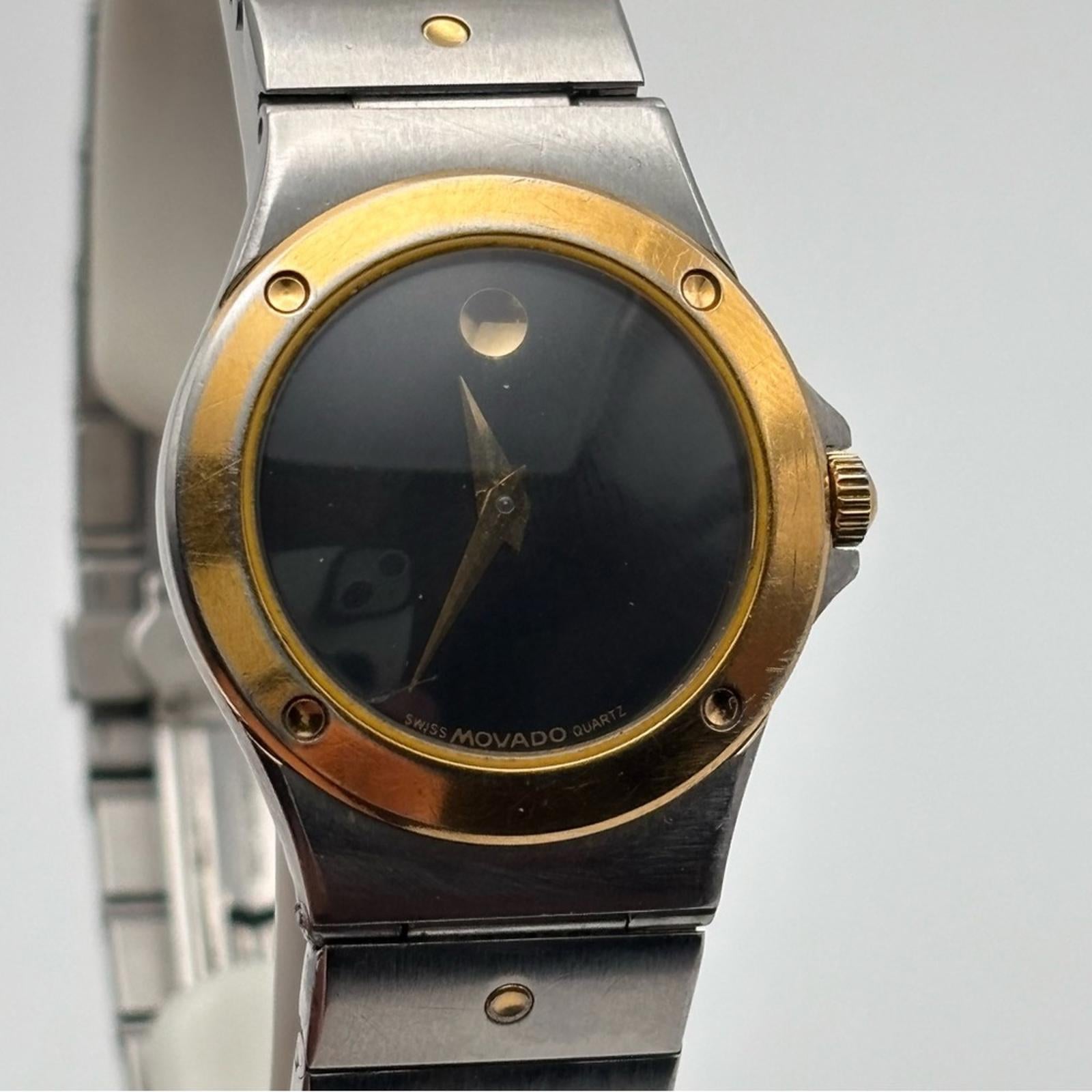 Vintage Movado Museum Two-Tone Quartz Watch Swiss Made 1980s