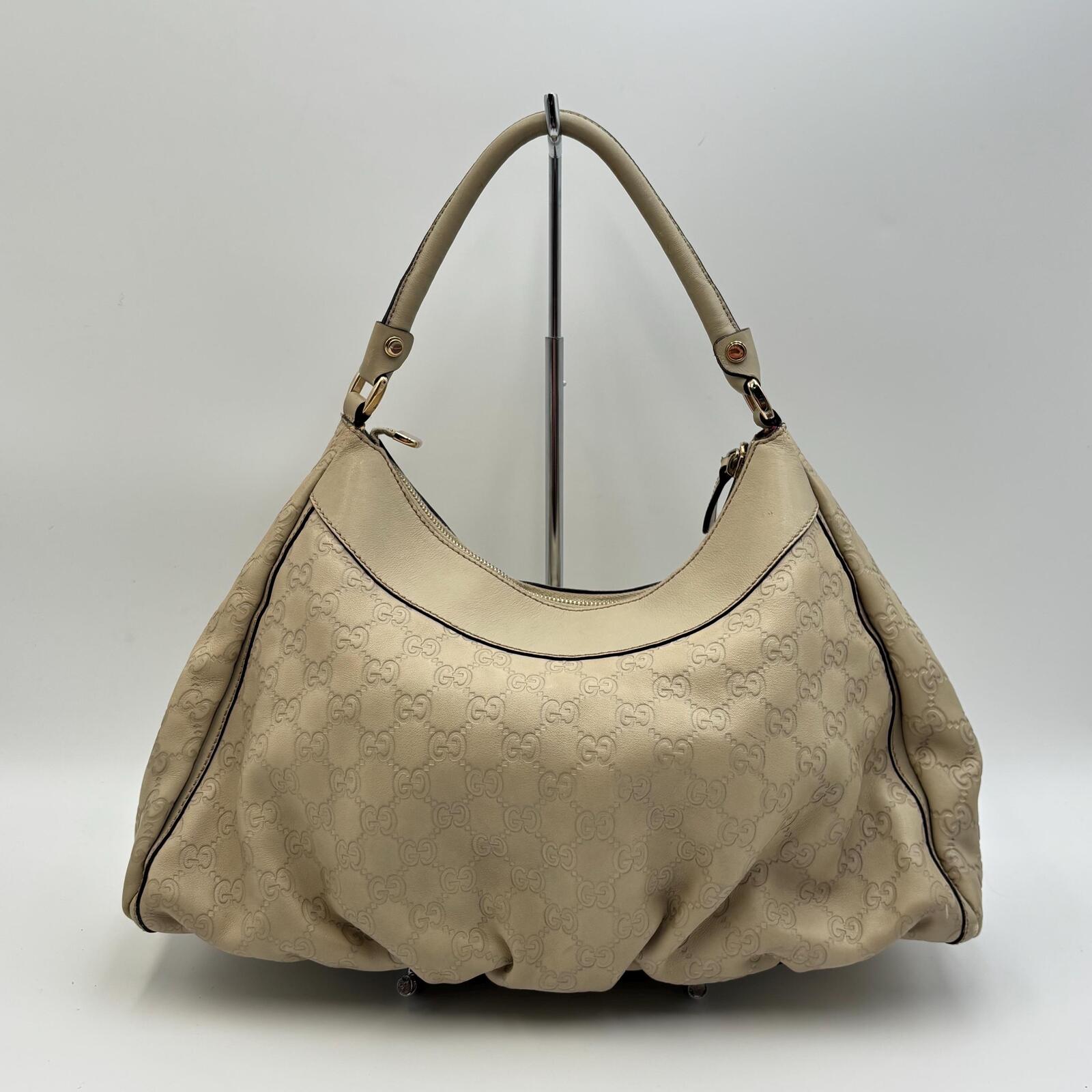 Gucci Guccissima D-Ring Hobo Bag – Ivory Leather With Detachable Strap