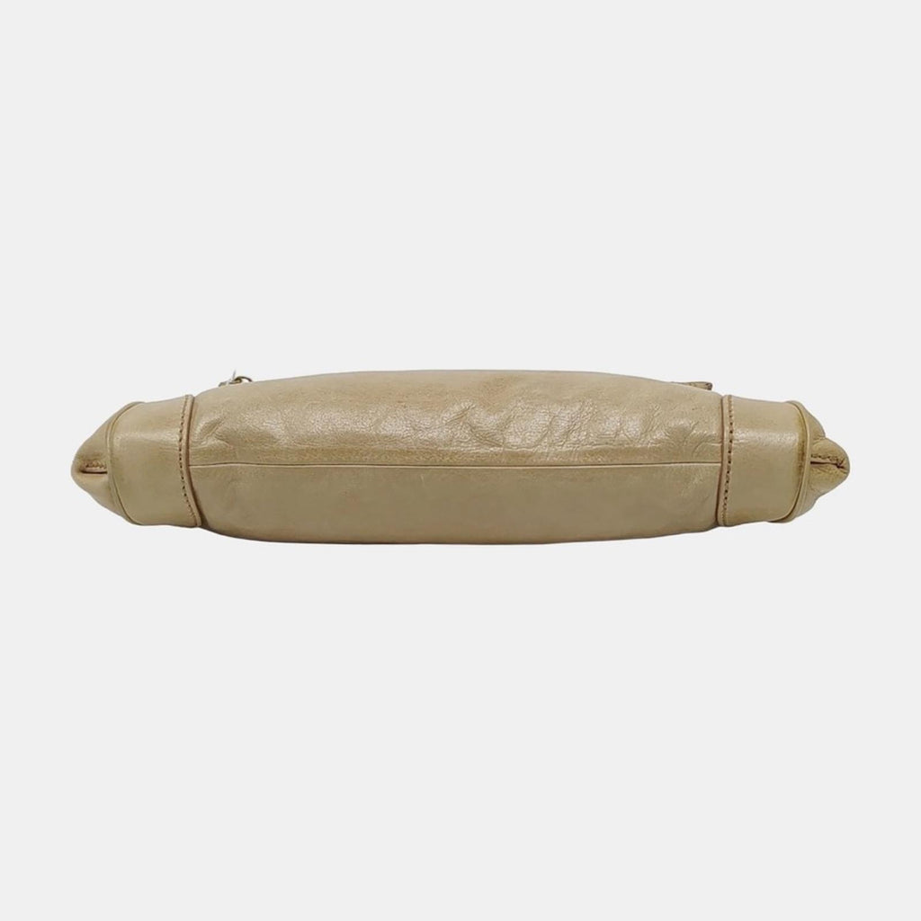 Miu Miu Beige Leather Clutch With Crystal Heart Charm