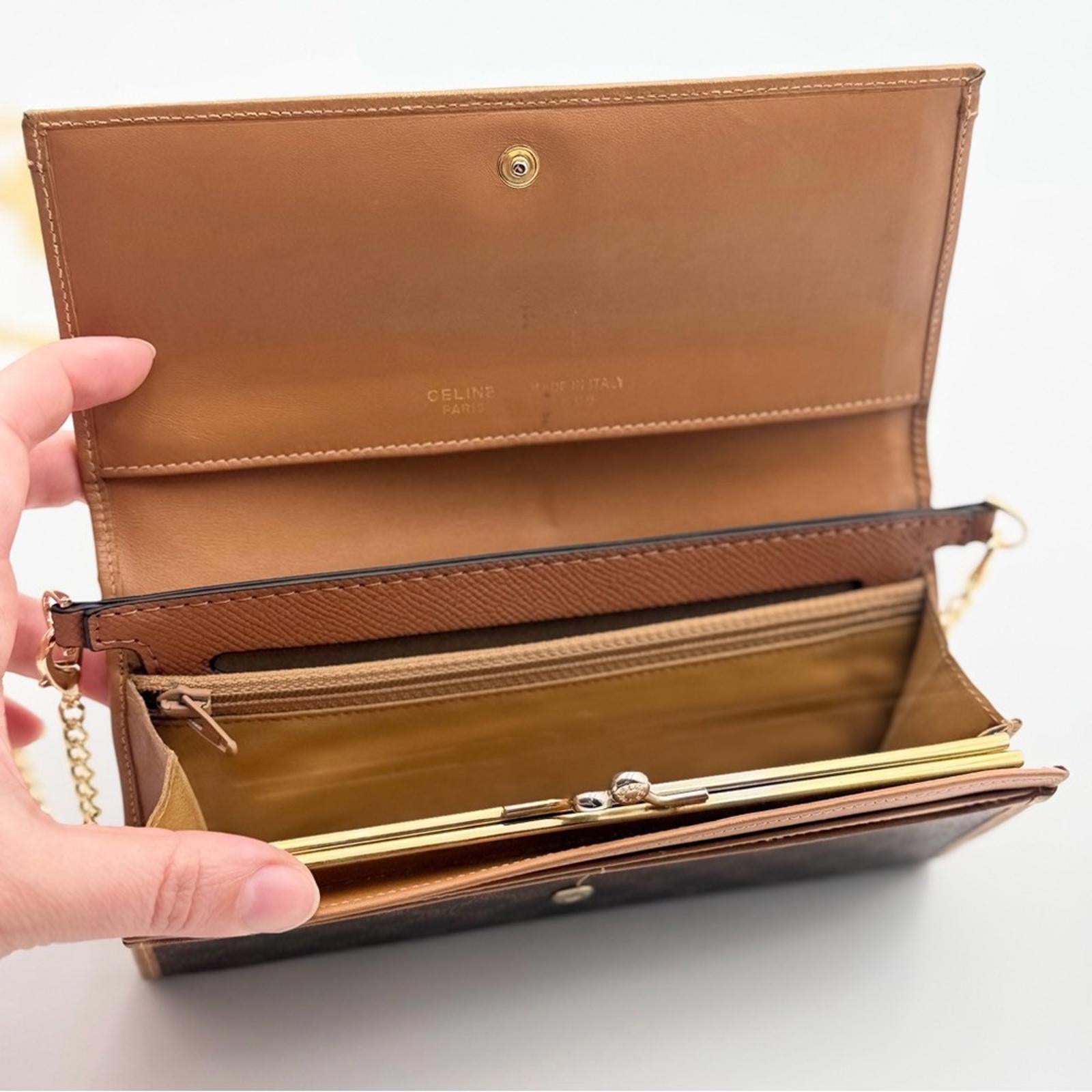 CELINE TRIOMPHE MONOGRAM LONG WALLET WITH CHAIN