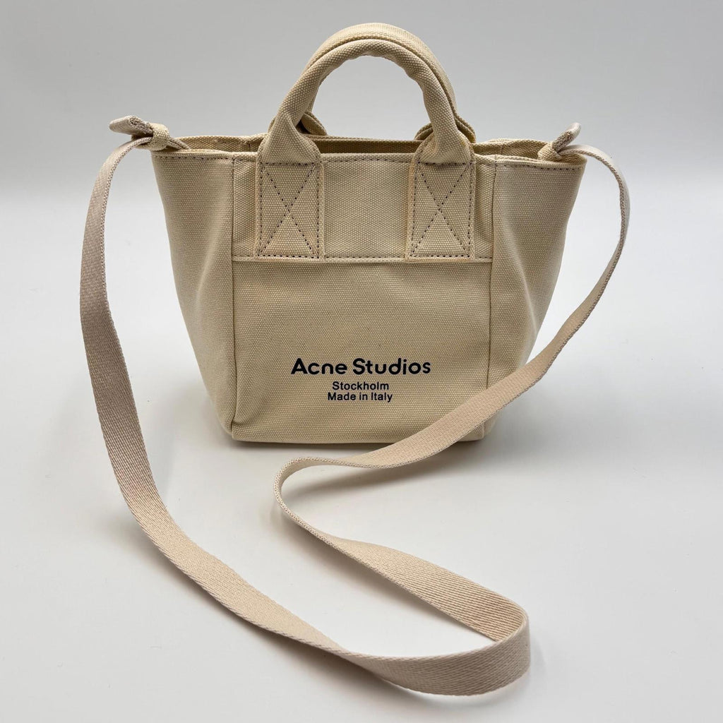 Acne Studios Mini Canvas Tote Bag Beige Top Handle Crossbody