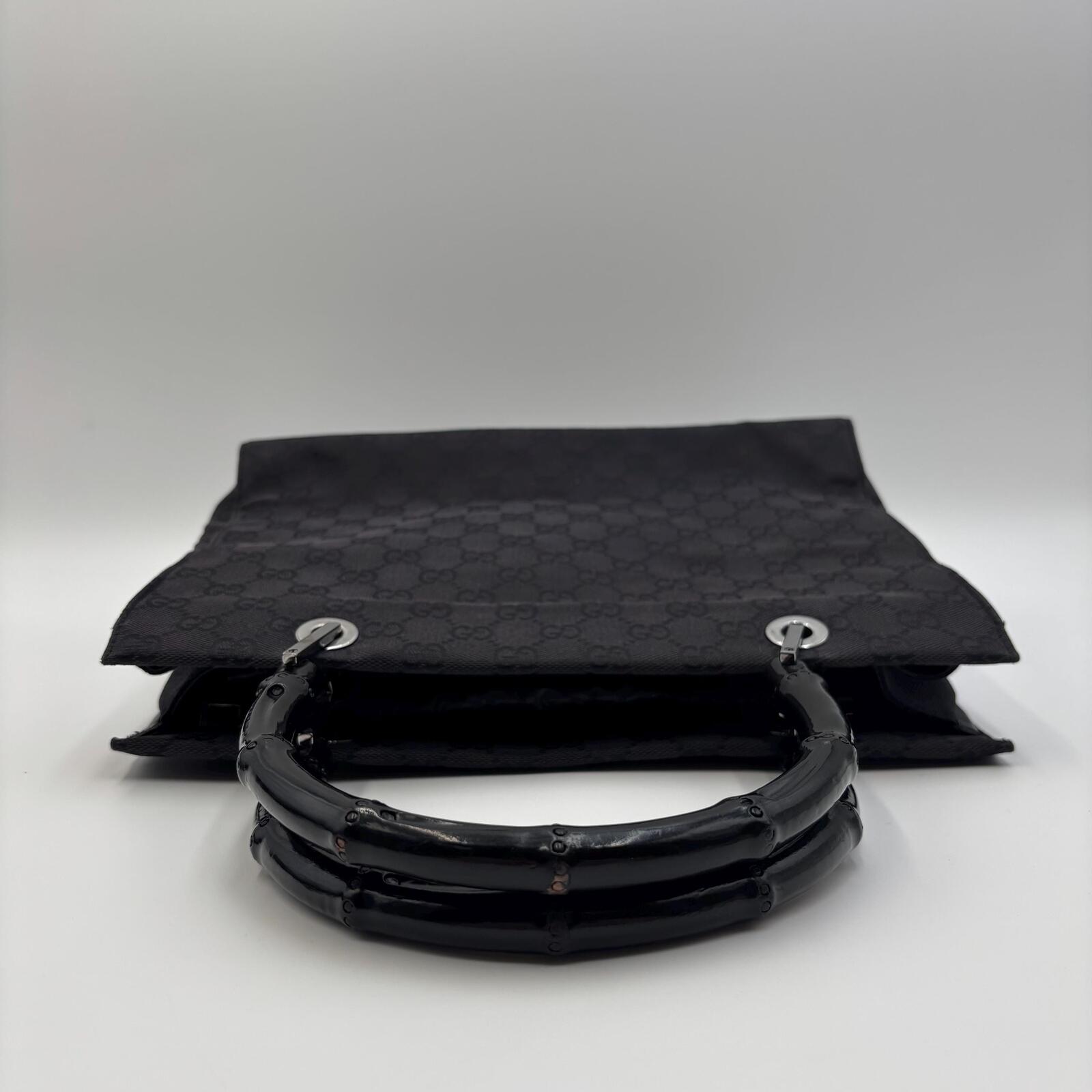 Gucci Bamboo GG Canvas Tote Bag Black