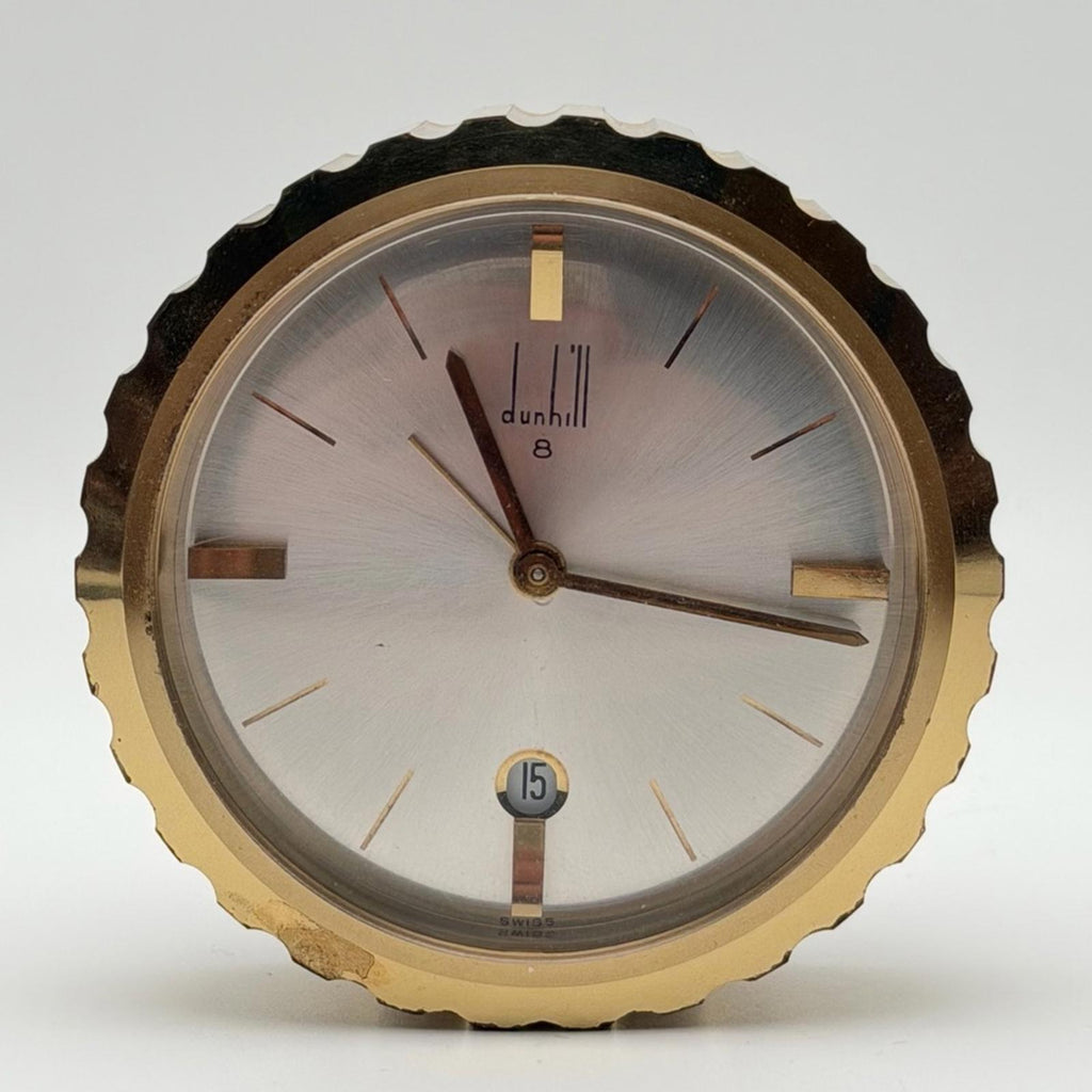 Dunhill Swiss Made Desk Clock – Gold Tone – Vintage