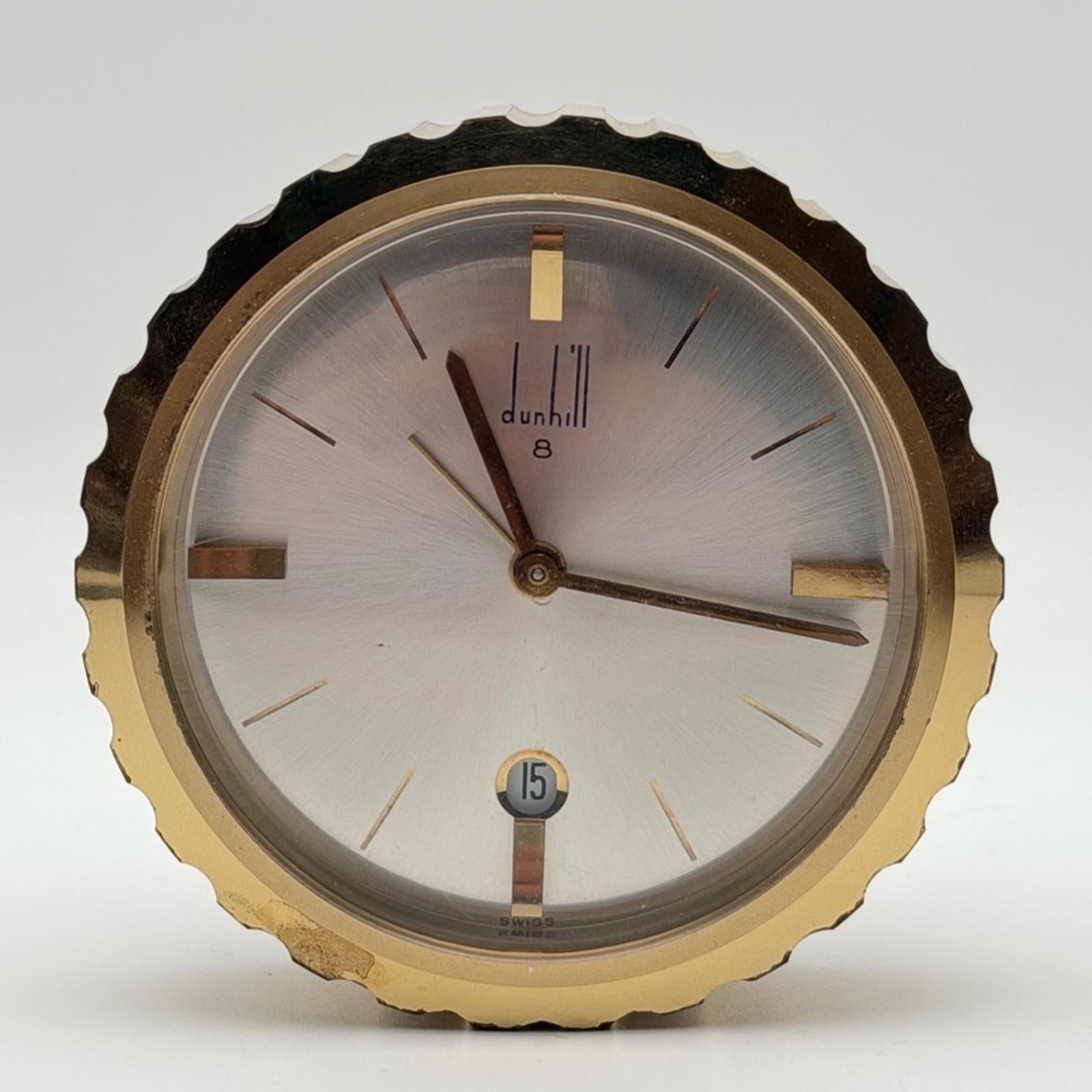 Dunhill Swiss Made Desk Clock – Gold Tone – Vintage