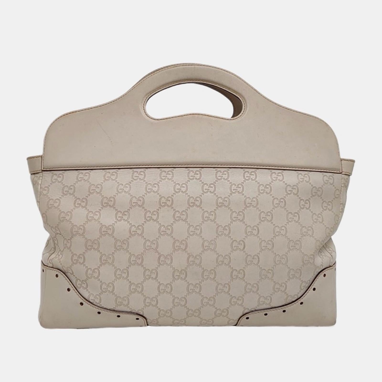 Gucci White Guccissima Punch Tote Bag