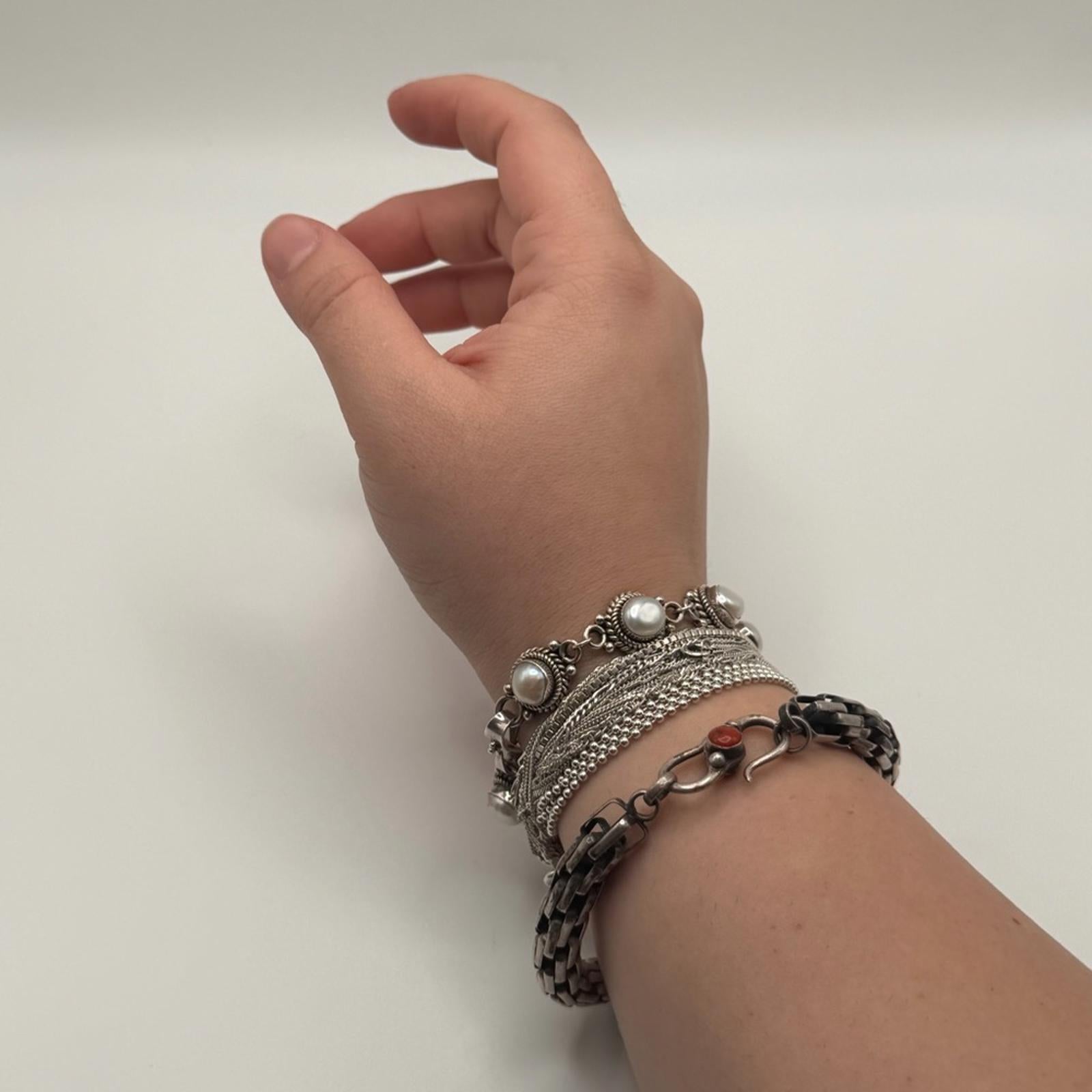 Vintage Tibetan Sterling Silver & Coral Necklace And Bracelet Set