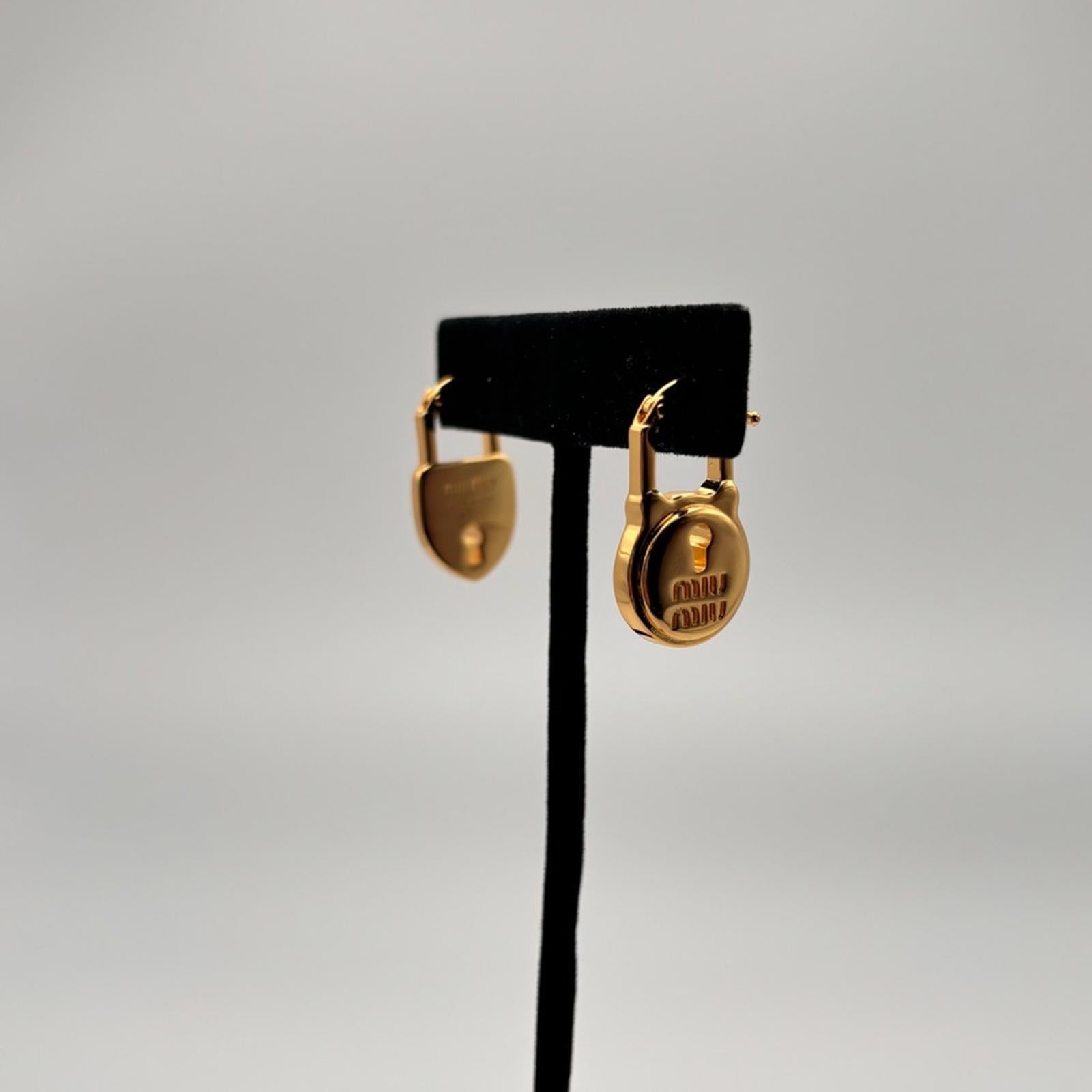 Miu Miu Padlock Gold Metal Earrings
