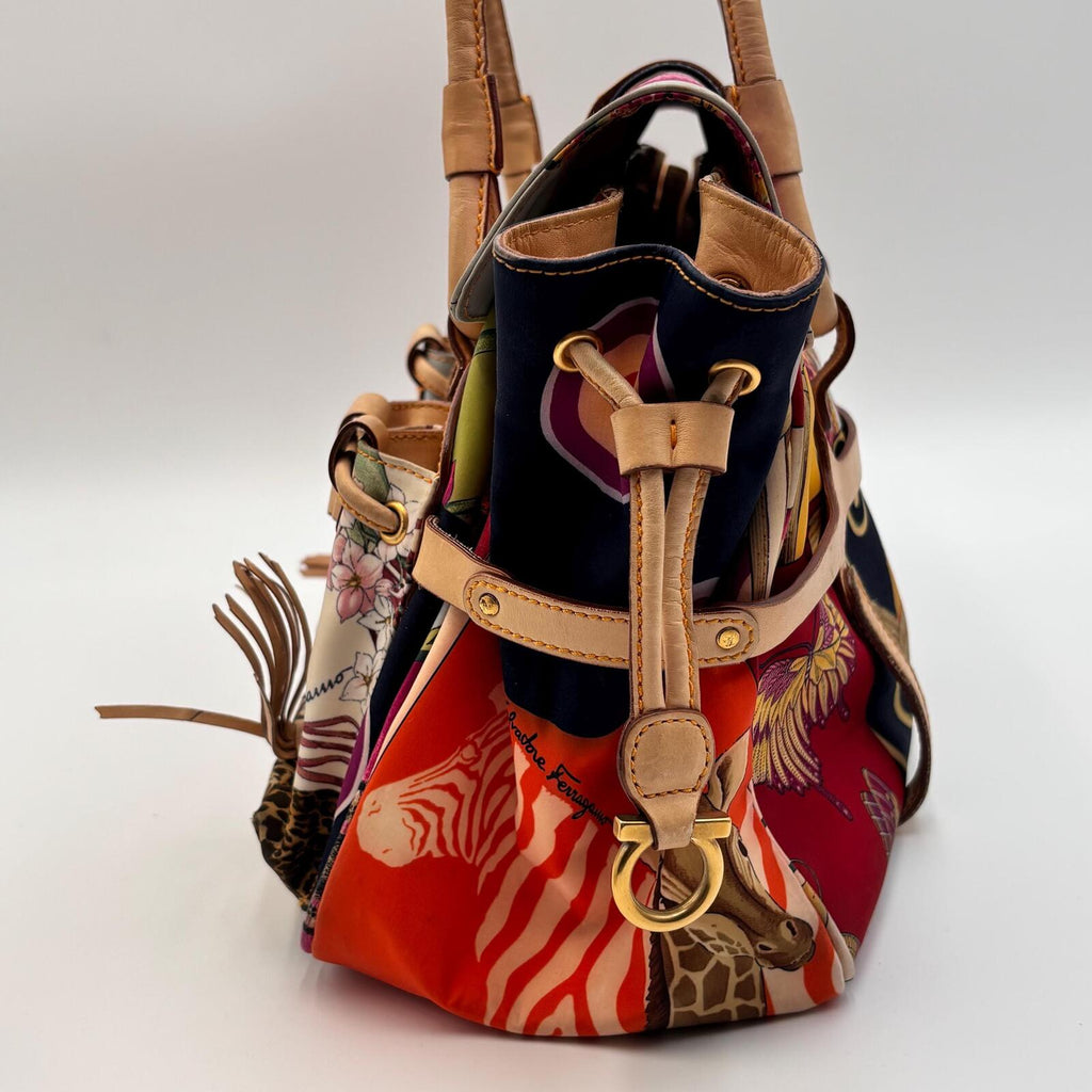 Salvatore Ferragamo Floral Print Multi Pocket Tote Bag