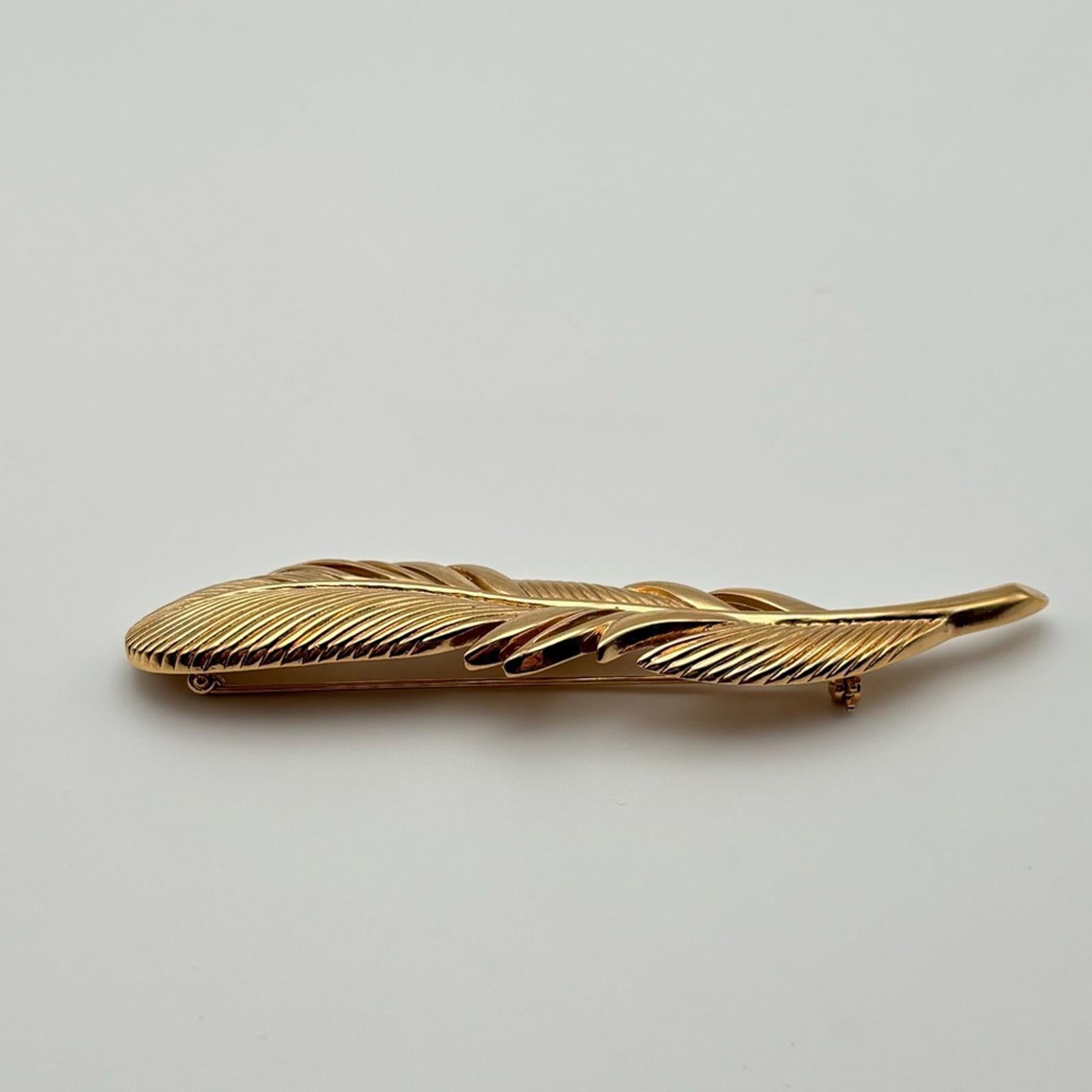 Christian Dior Vintage Gold Feather Brooch | 1980s