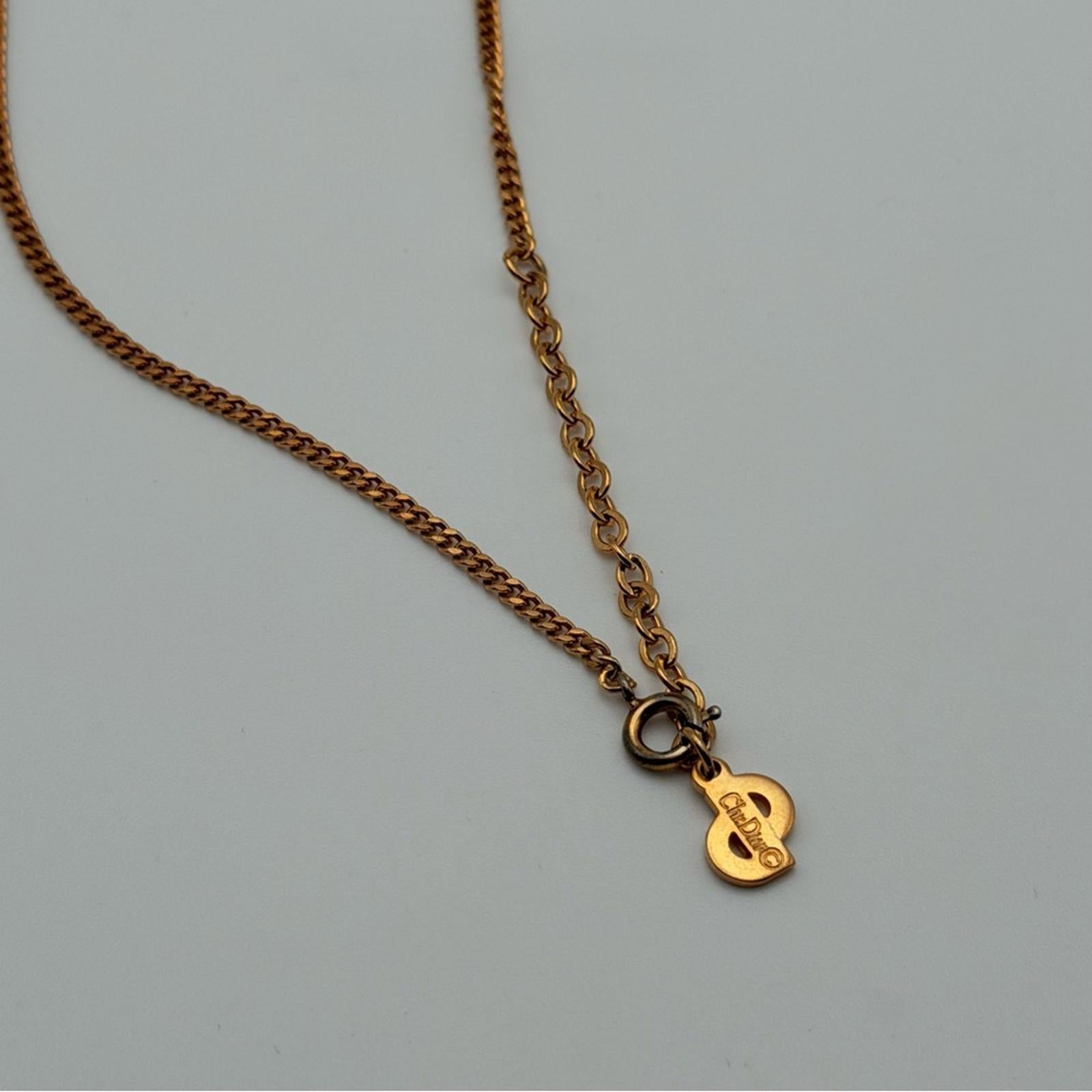 Christian Dior Vintage CD Medallion Necklace Gold