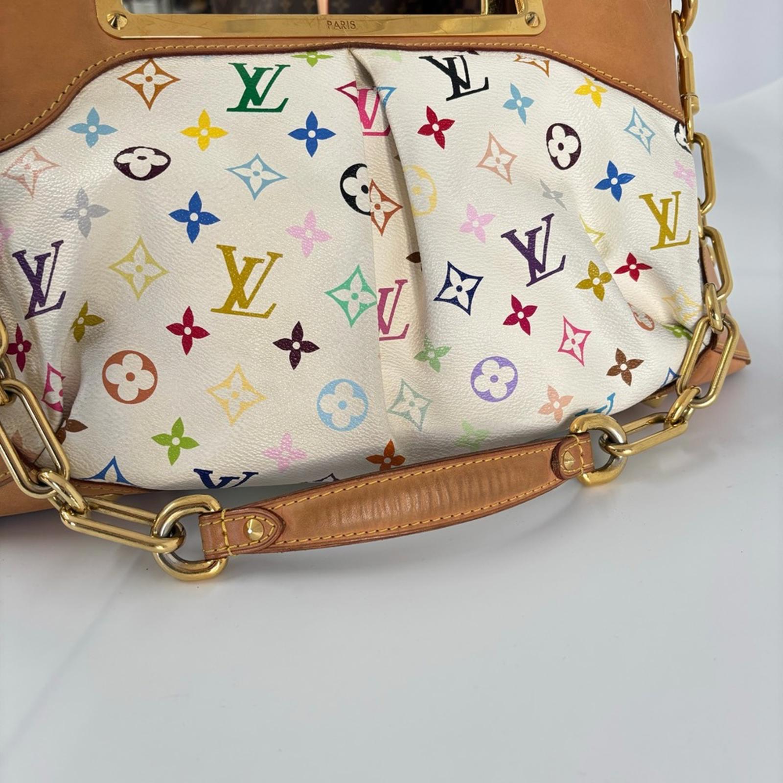 LOUIS VUITTON x TAKASHI MURAKAMI WHITE MULTICOLORE JUDY MM BAG
