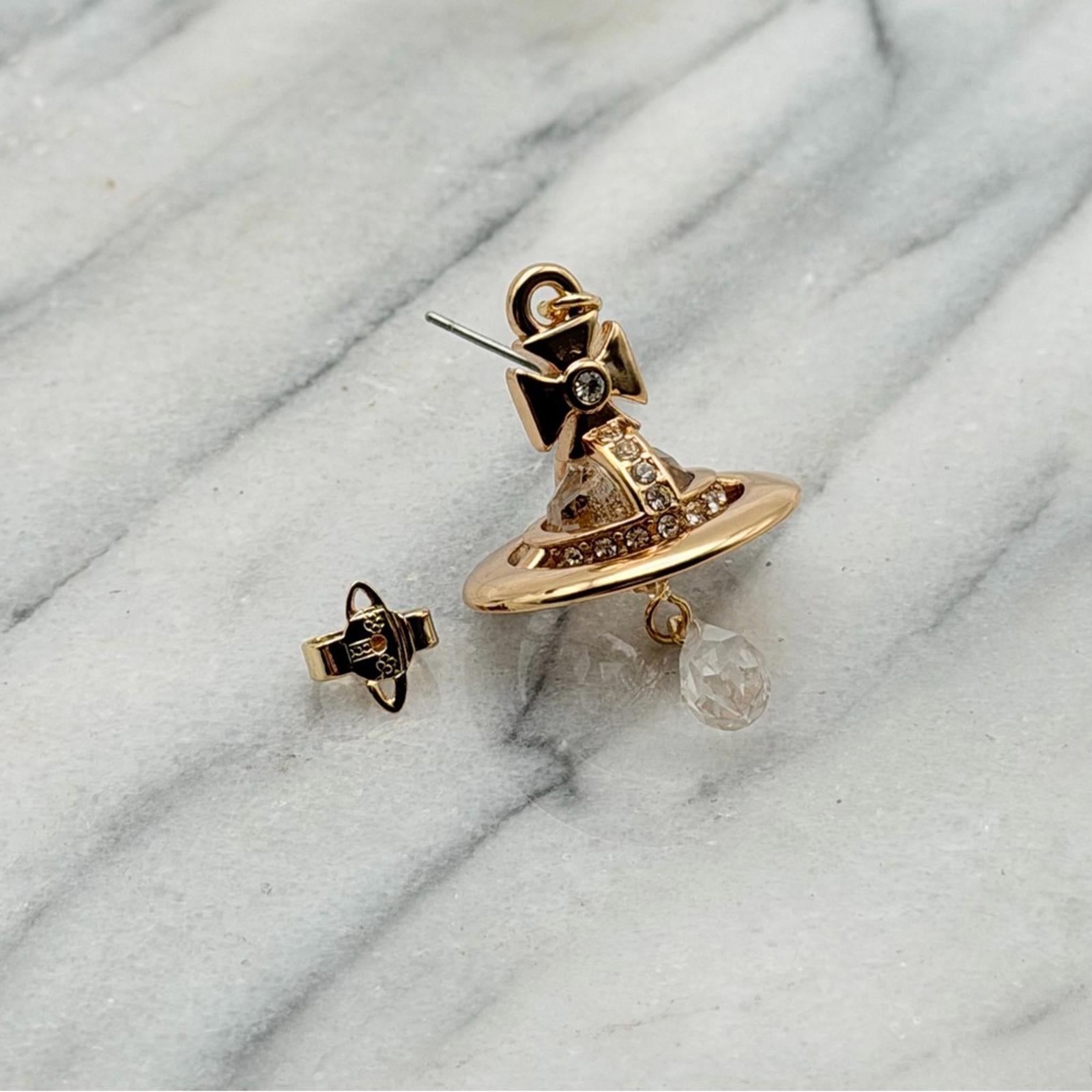 VIVIENNE WESTWOOD ORB DROP EARRINGS – GOLD TONE CRYSTAL