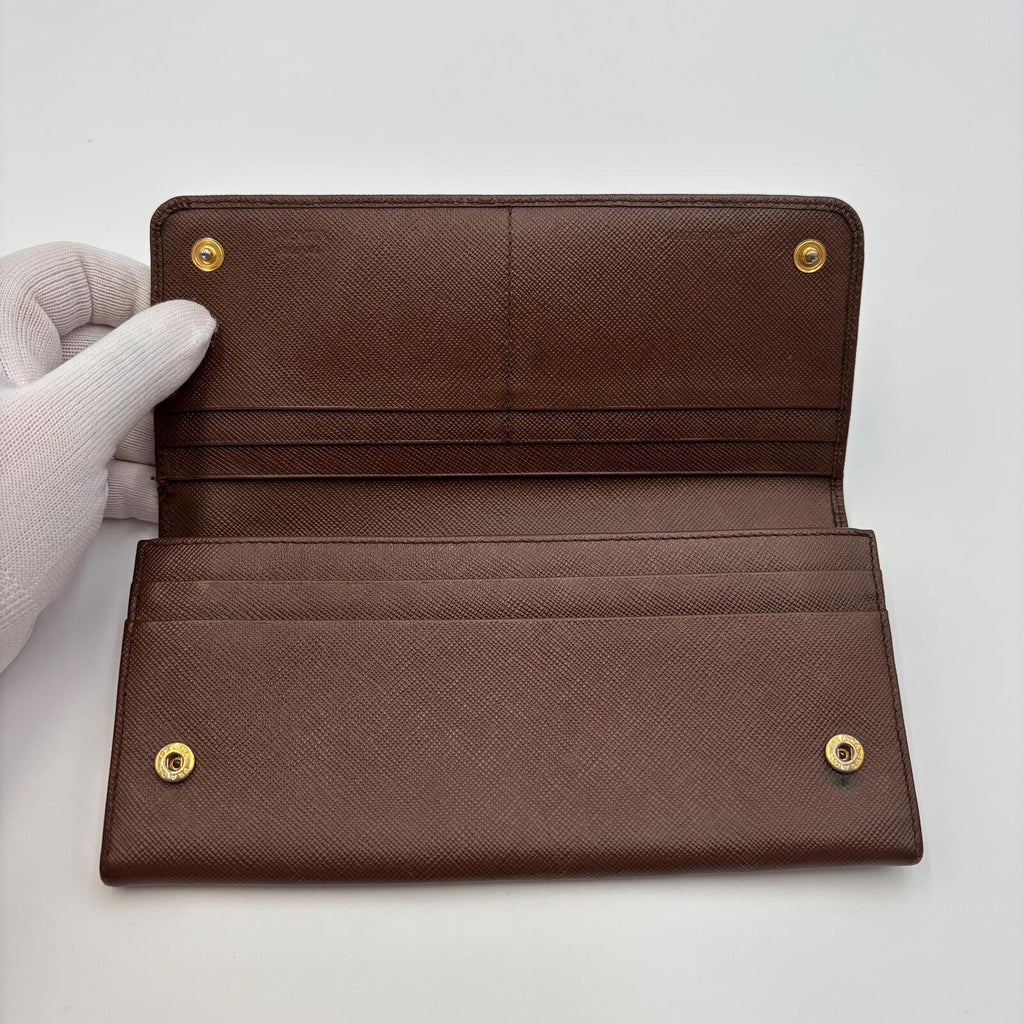 Prada Saffiano Leather Continental Wallet Brown