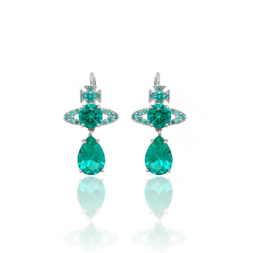 Vivienne Westwood Ismene Green Crystal Drop Earrings