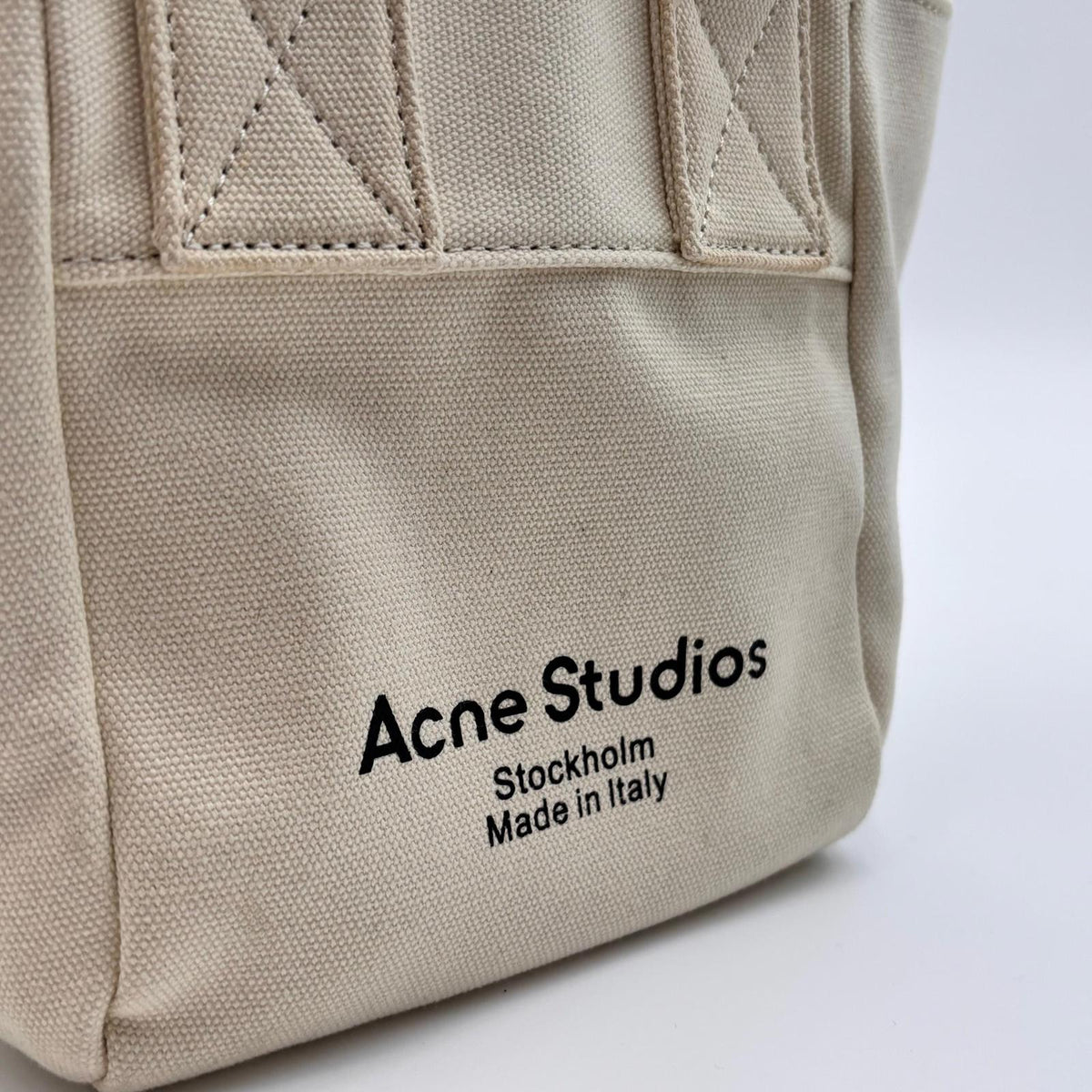 Acne Studios Mini Canvas Tote Bag Beige Top Handle Crossbody