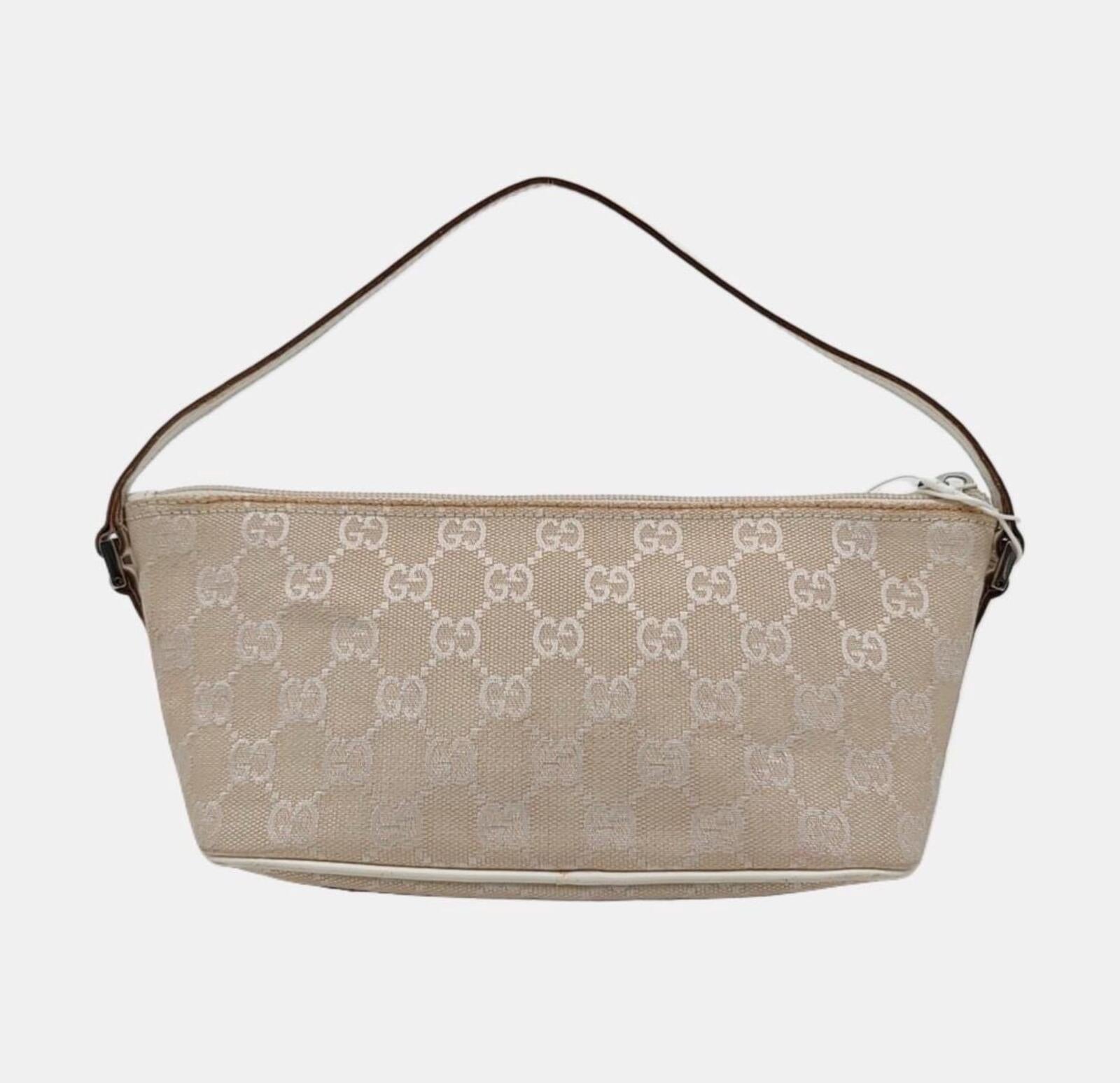 Gucci GG Canvas Boat Pochette Shoulder Bag — Beige