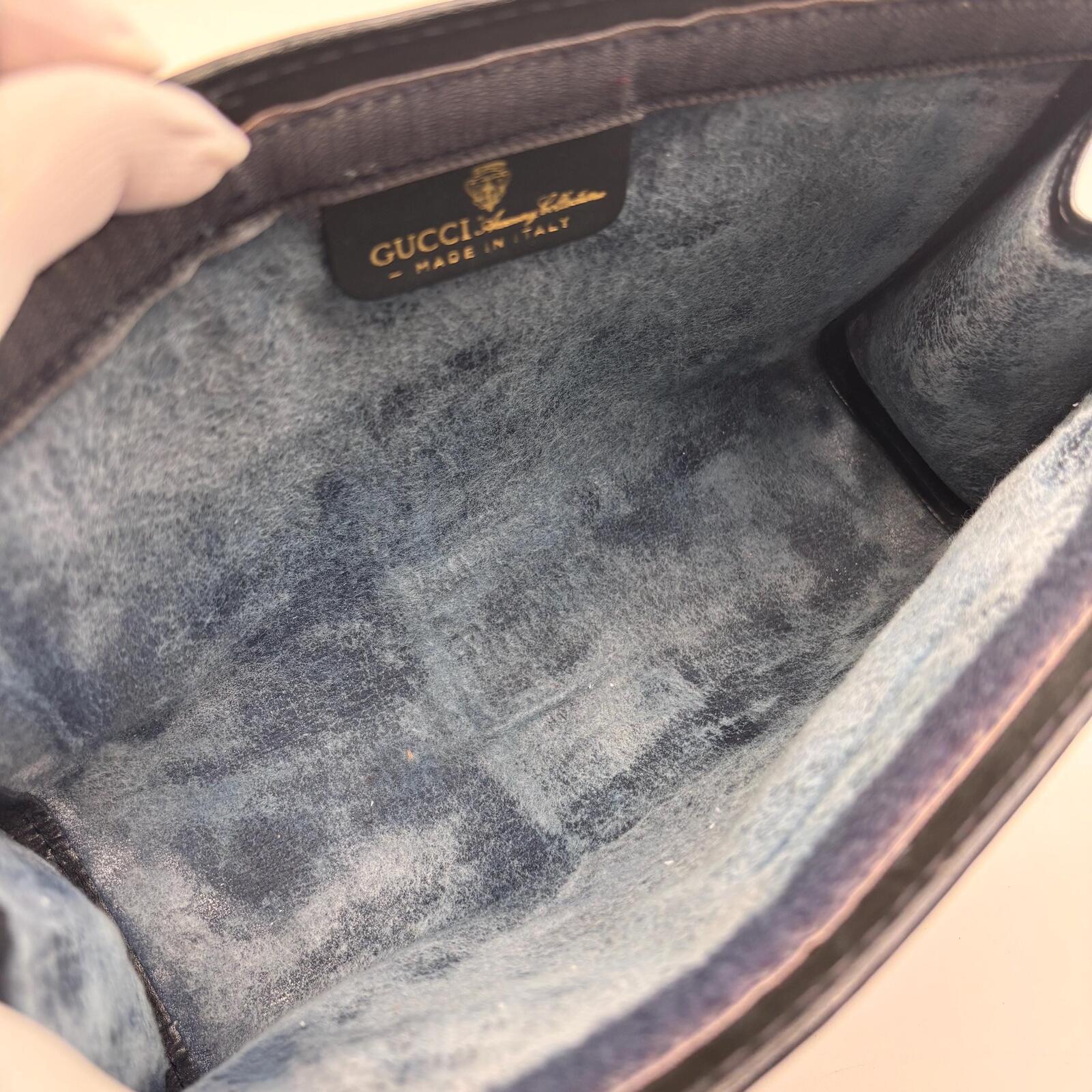 Gucci Vintage GG Supreme Web Clutch Pouch Bag Navy Red
