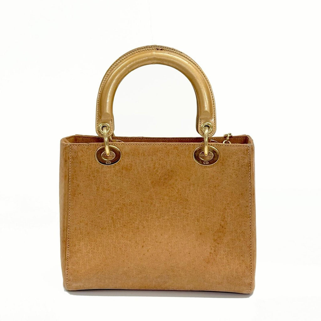 Lady Dior By John Galliano Brown Suede Medium Handbag