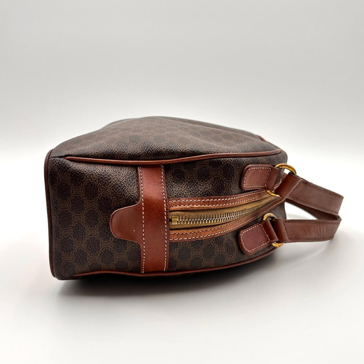 Celine Macadam Monogram Dome Handbag Brown Leather TopHandle