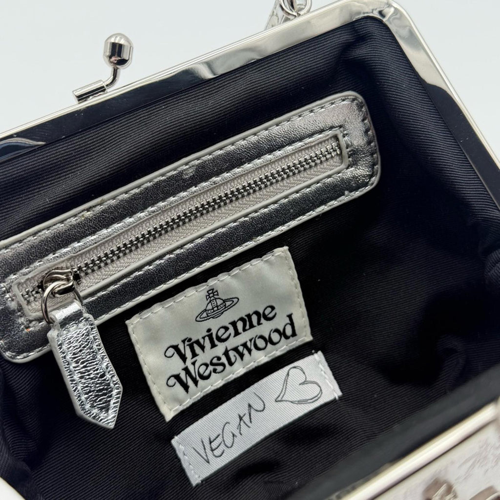 Vivienne Westwood Granny Frame Satin Purse Silver