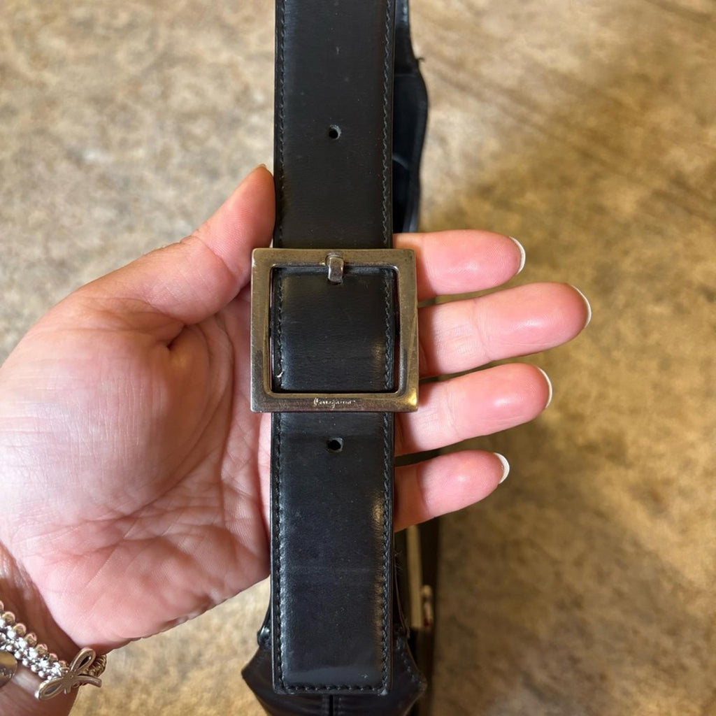 Salvatore Ferragamo Vintage Black Leather Shoulder Bag