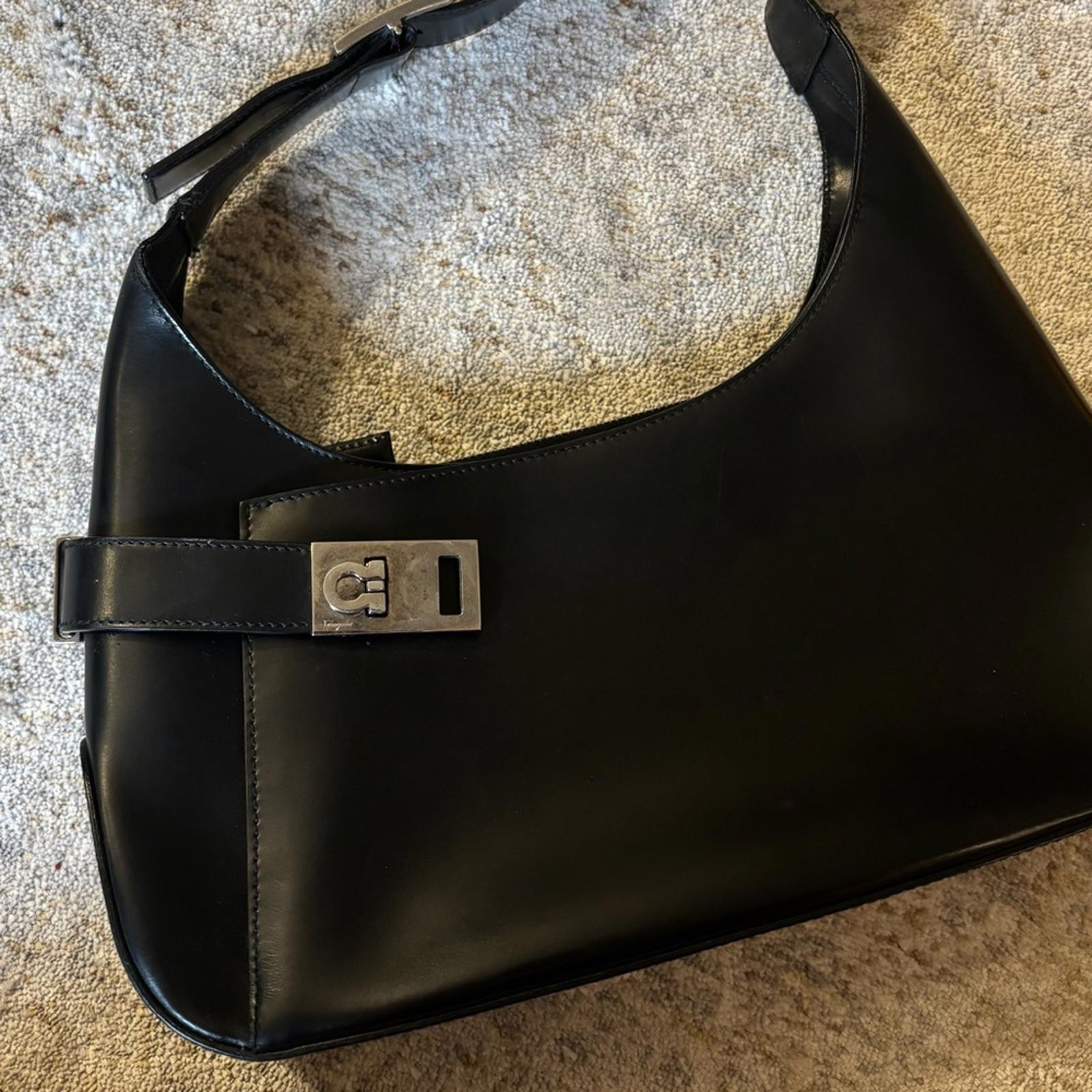 Salvatore Ferragamo Vintage Black Leather Shoulder Bag