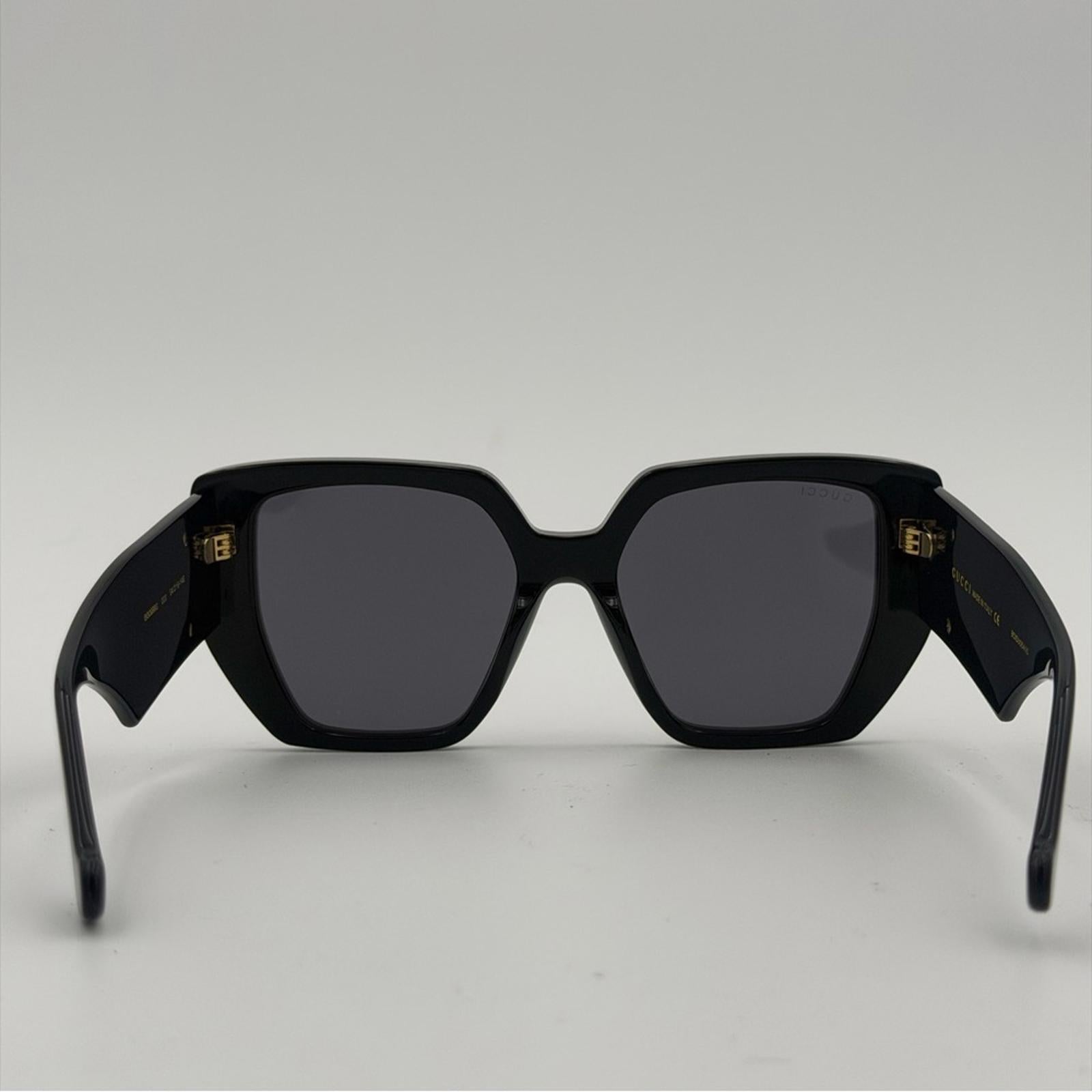 Gucci Oversized Square Sunglasses With Gold Double G Logo – Black