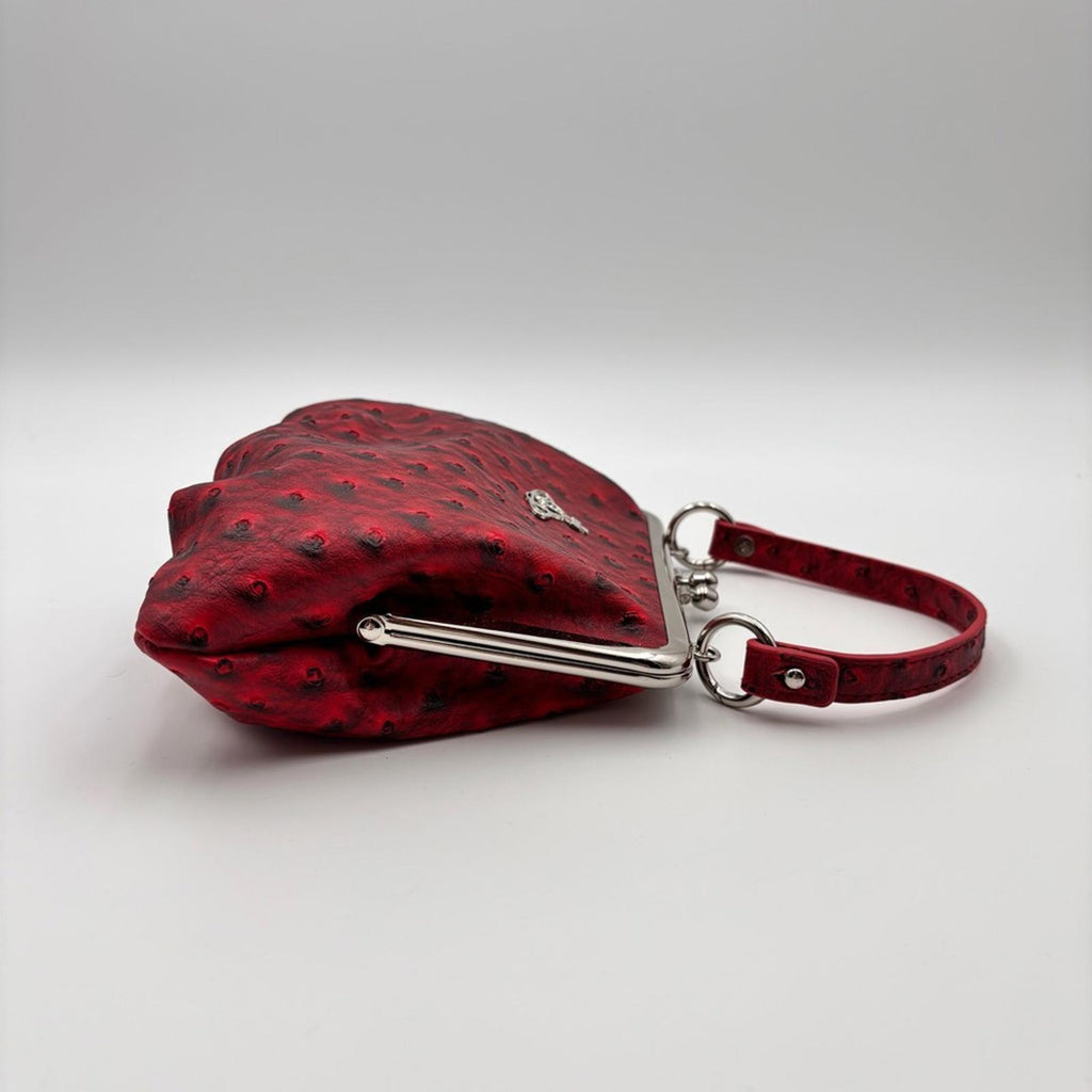 Vivienne Westwood Red Vegan Ostrich Embossed Granny Bag with Chain Strap