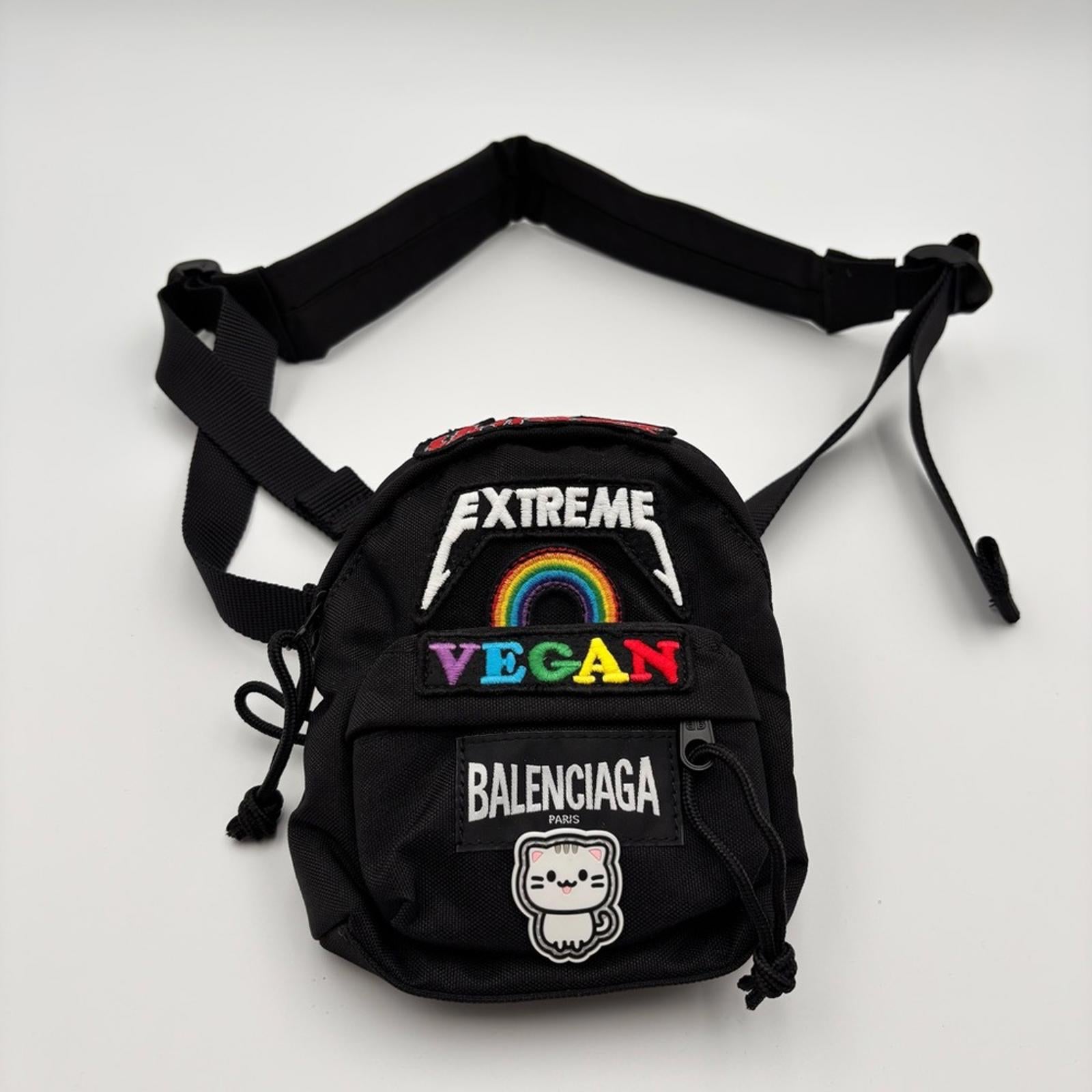 balenciaga oversized mini backpack Balenciaga Mini Explorer Backpack Crossbody Black Nylon Patches – Petriavintage