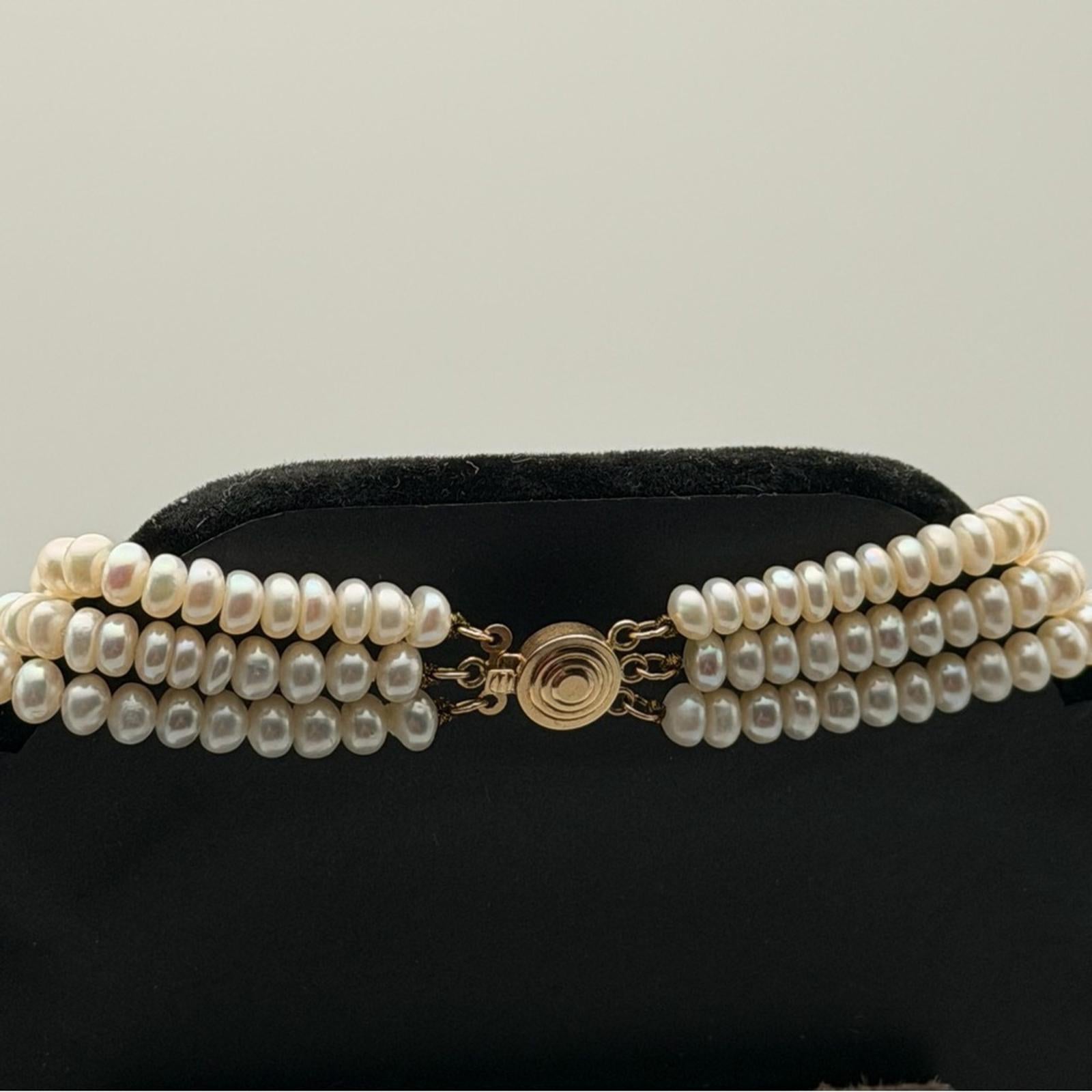 Vintage Multi-Strand Freshwater Pearl Necklace – 14K Gold Clasp