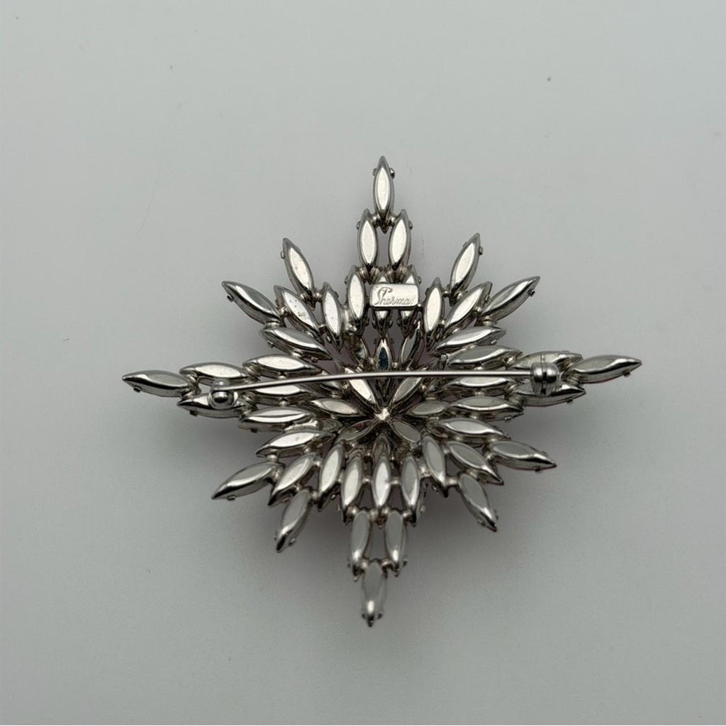 Vintage Sherman Signed Pink Aurora Borealis Starburst Brooch