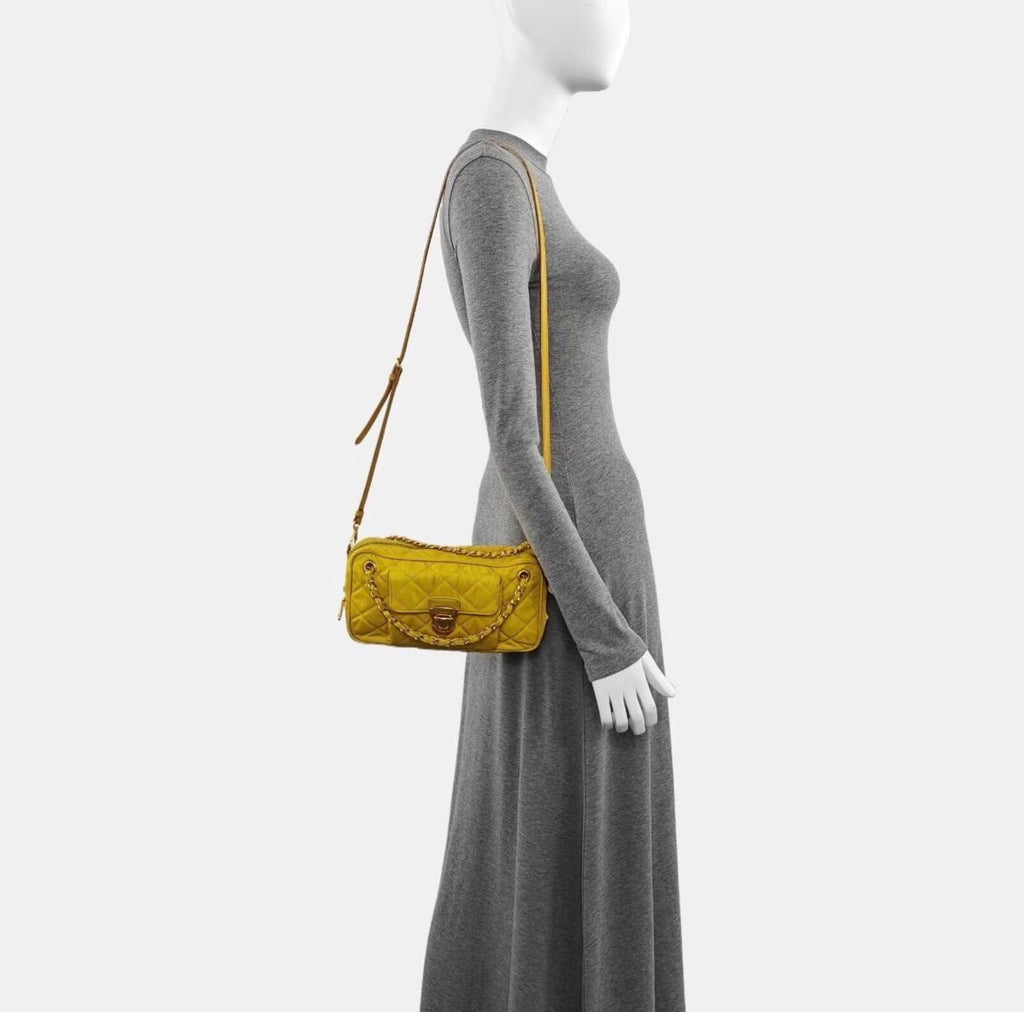 Prada Quilted Nylon Chain Shoulder Bag — Yellow