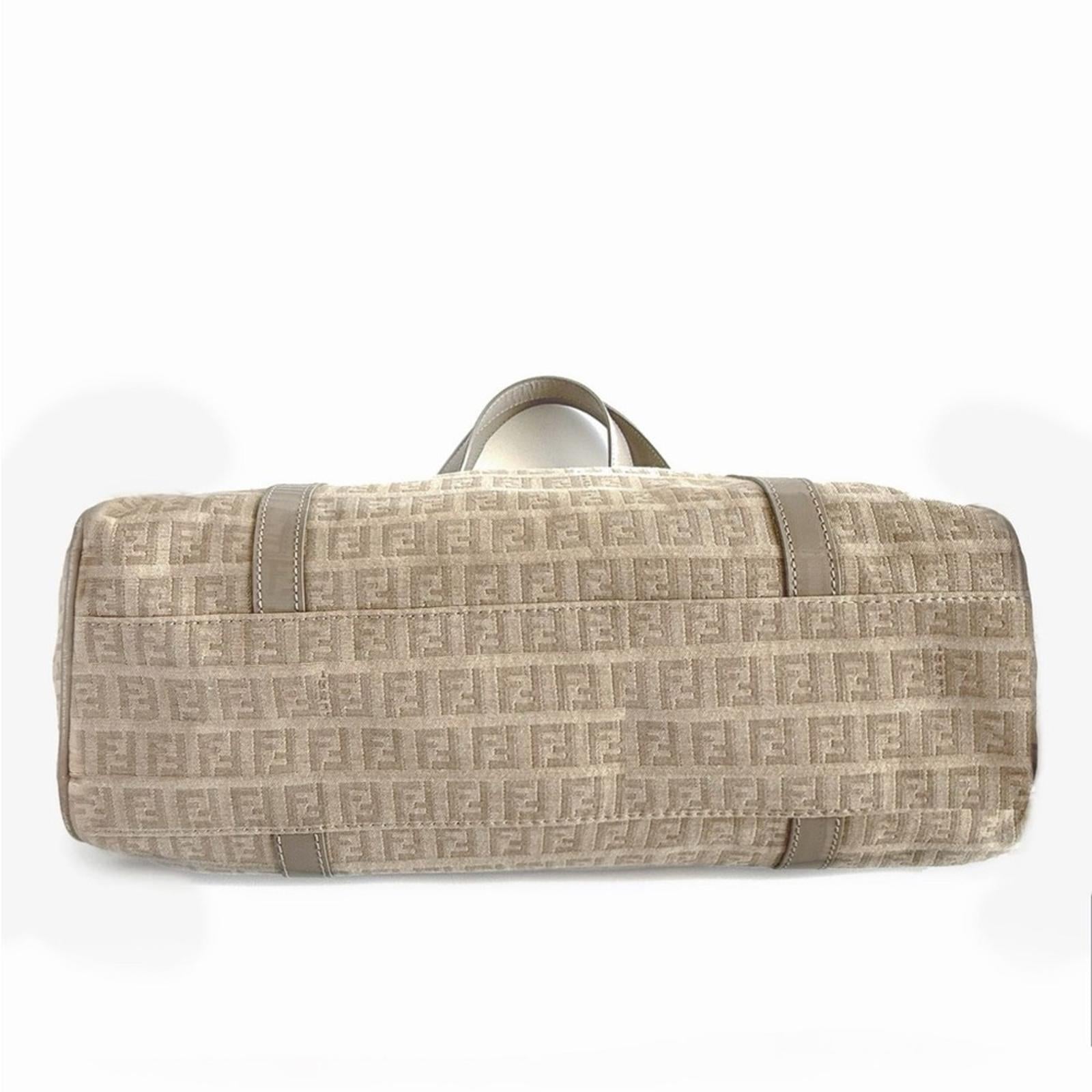 Fendi Beige Zucchino Canvas Shoulder Bag