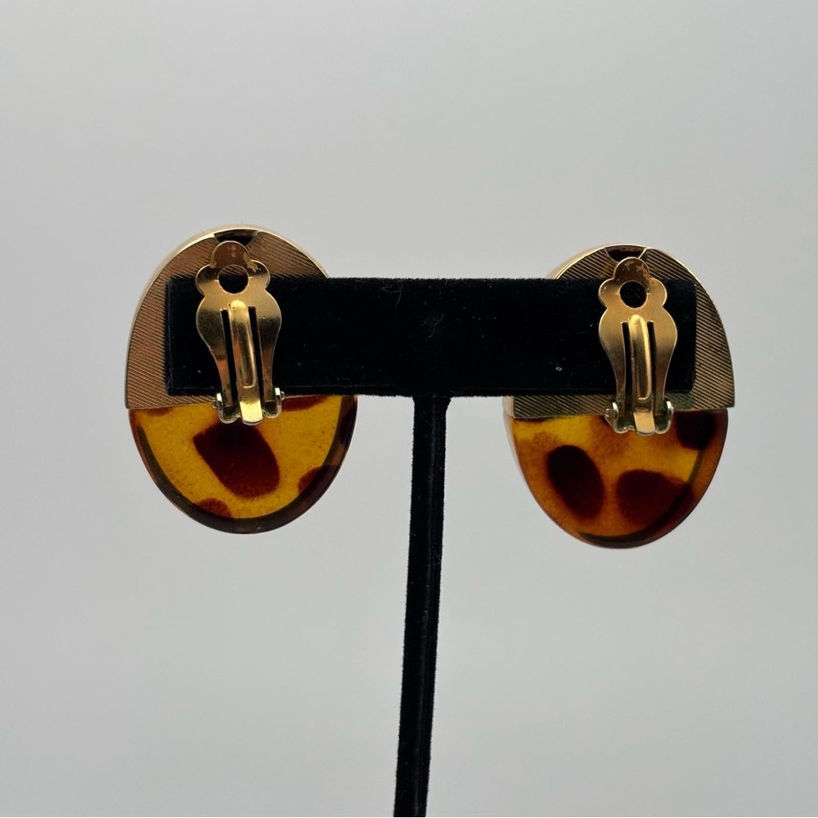 Vintage Gold Tone & Tortoiseshell Statement Clip-On Earrings