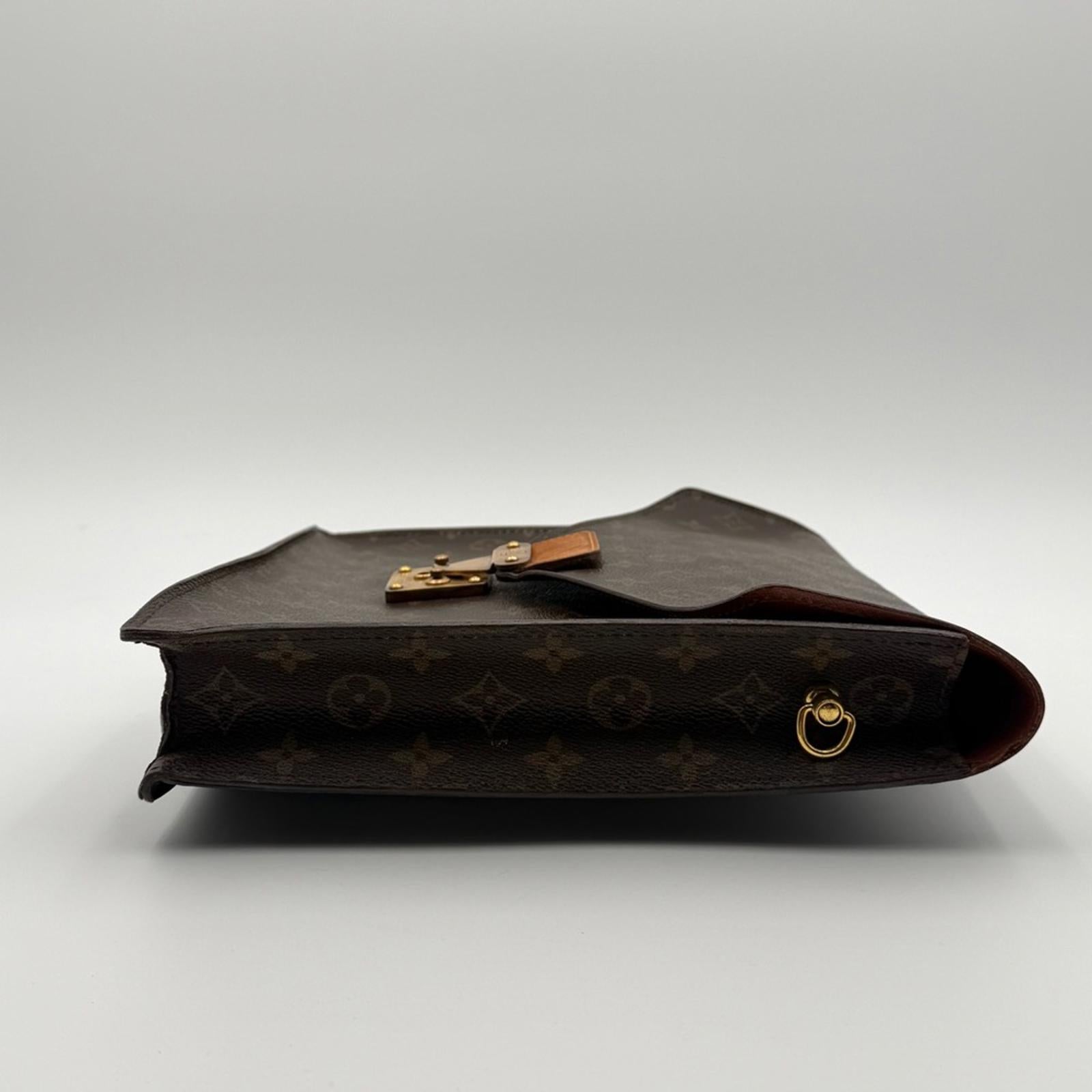 Louis Vuitton Monogram Pouch Clutch With Strap – Brown