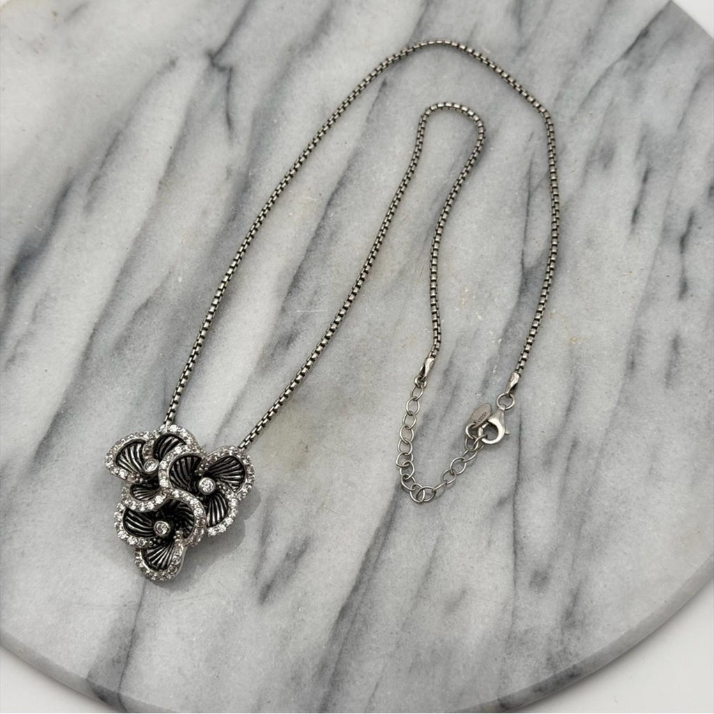 Tocara Sterling Silver Floral Necklace, Ring & Earrings Set – Made In Italy