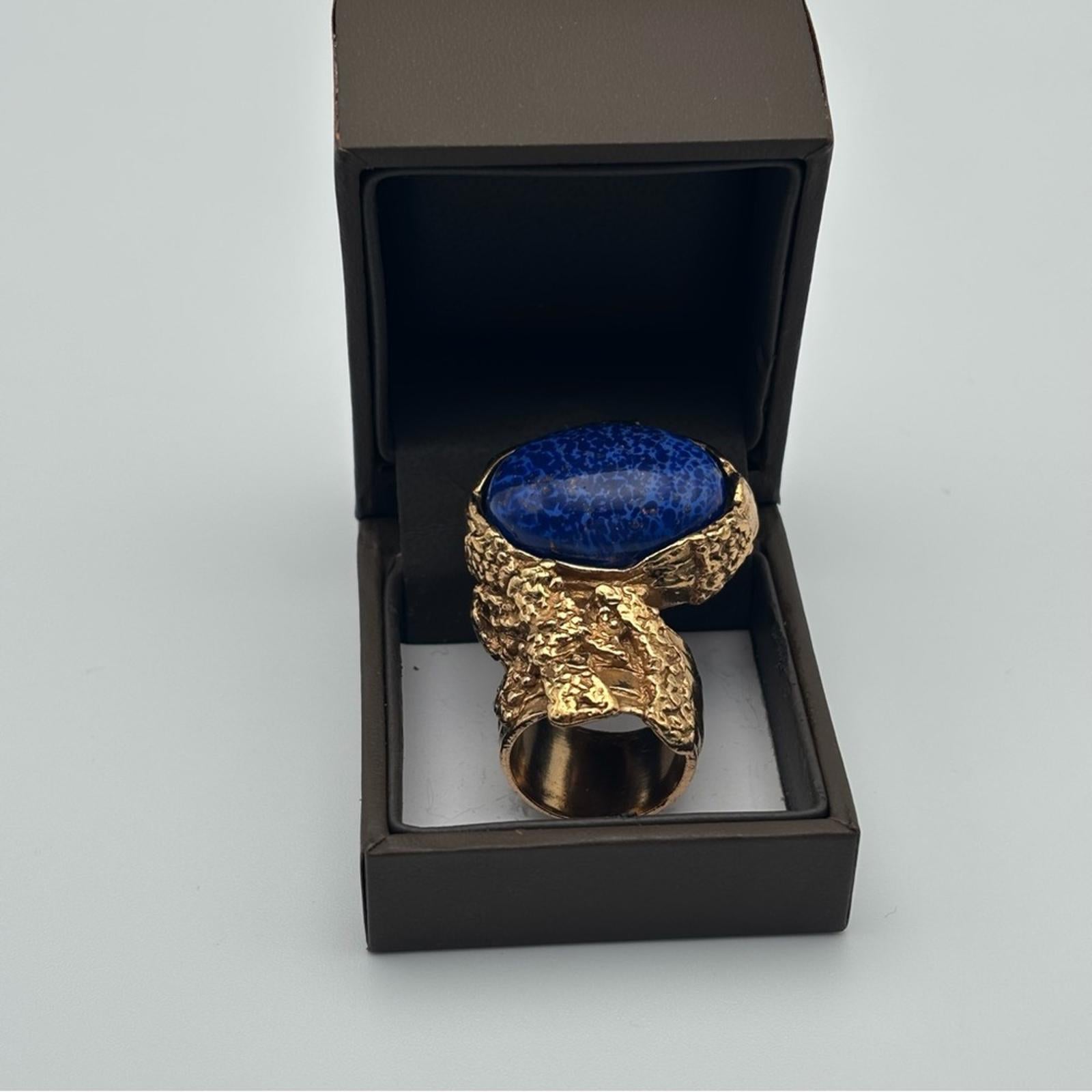 YVES SAINT LAURENT VINTAGE GOLD-PLATED SCULPTURAL STATEMENT RING